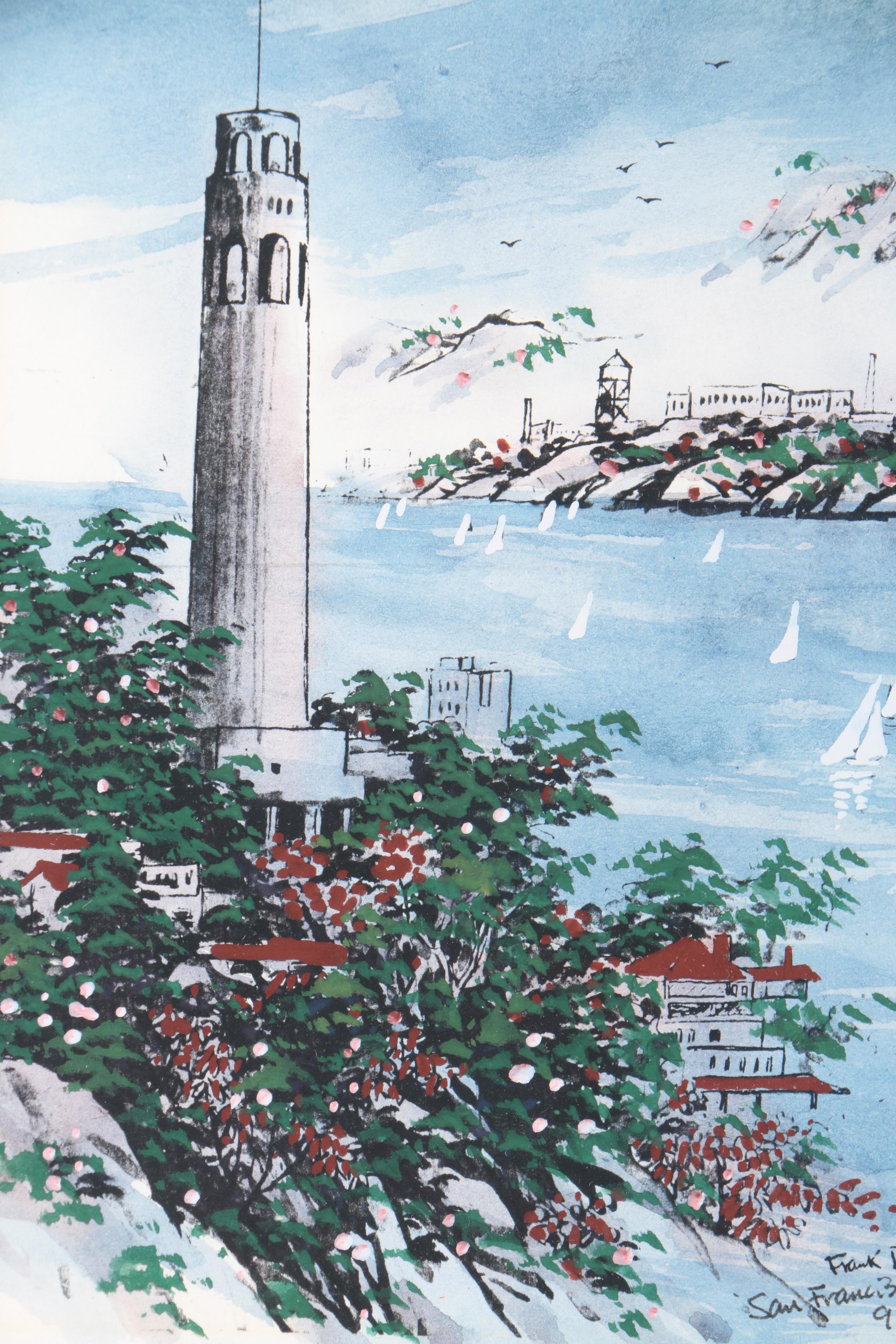 Gouache Painting on Paper and Two Offset Lithographs