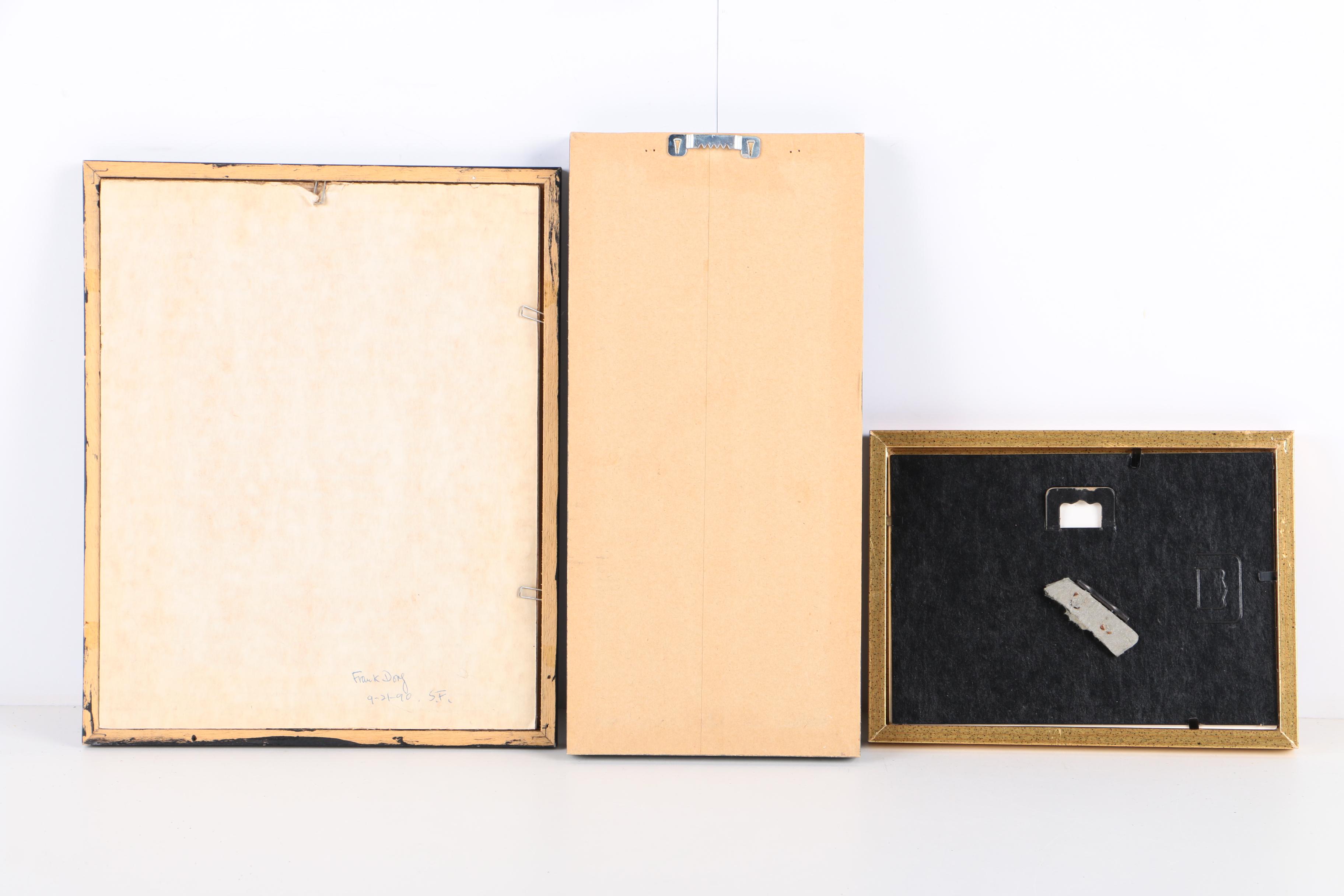 Gouache Painting on Paper and Two Offset Lithographs