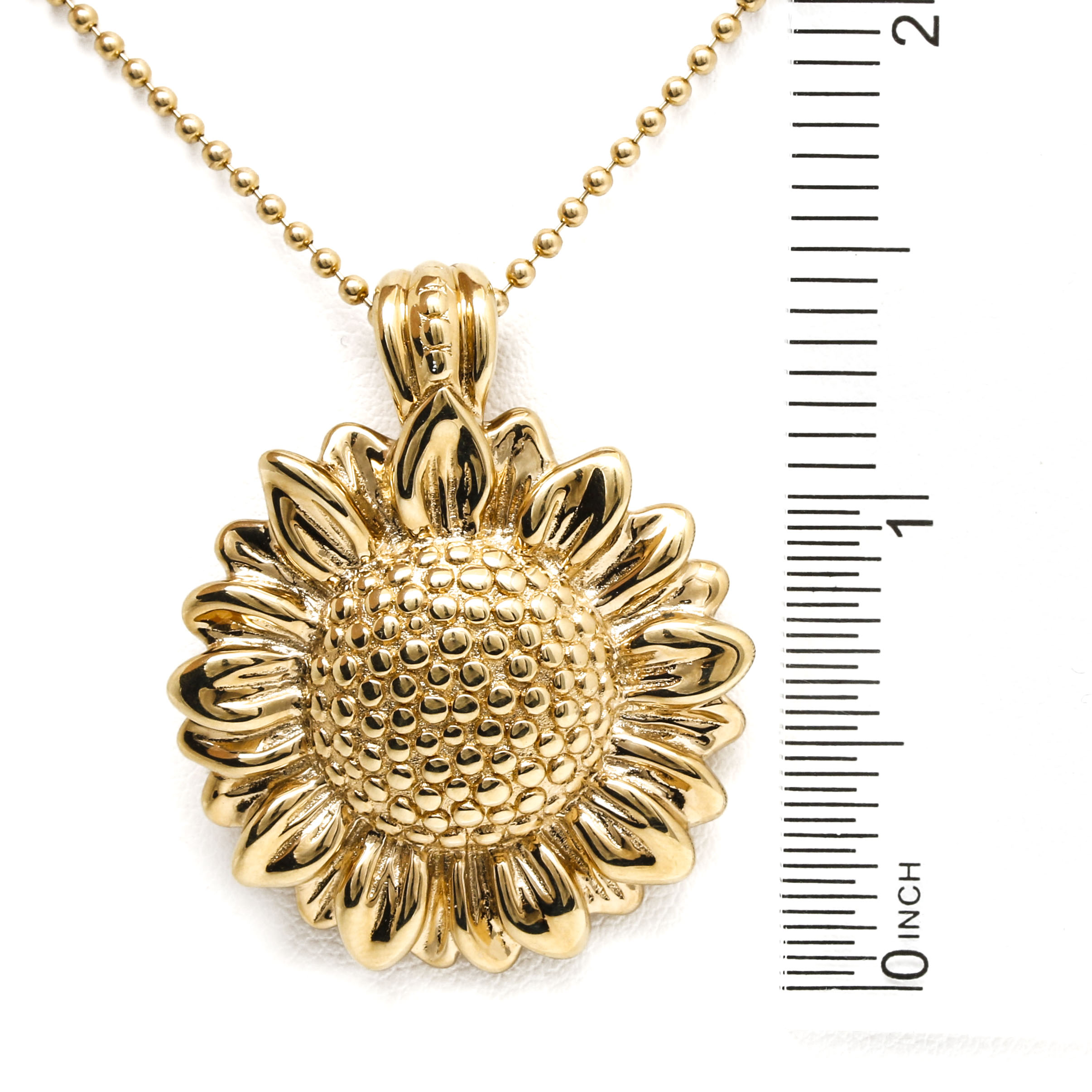 14K Yellow Gold Sunflower Pendant Necklace