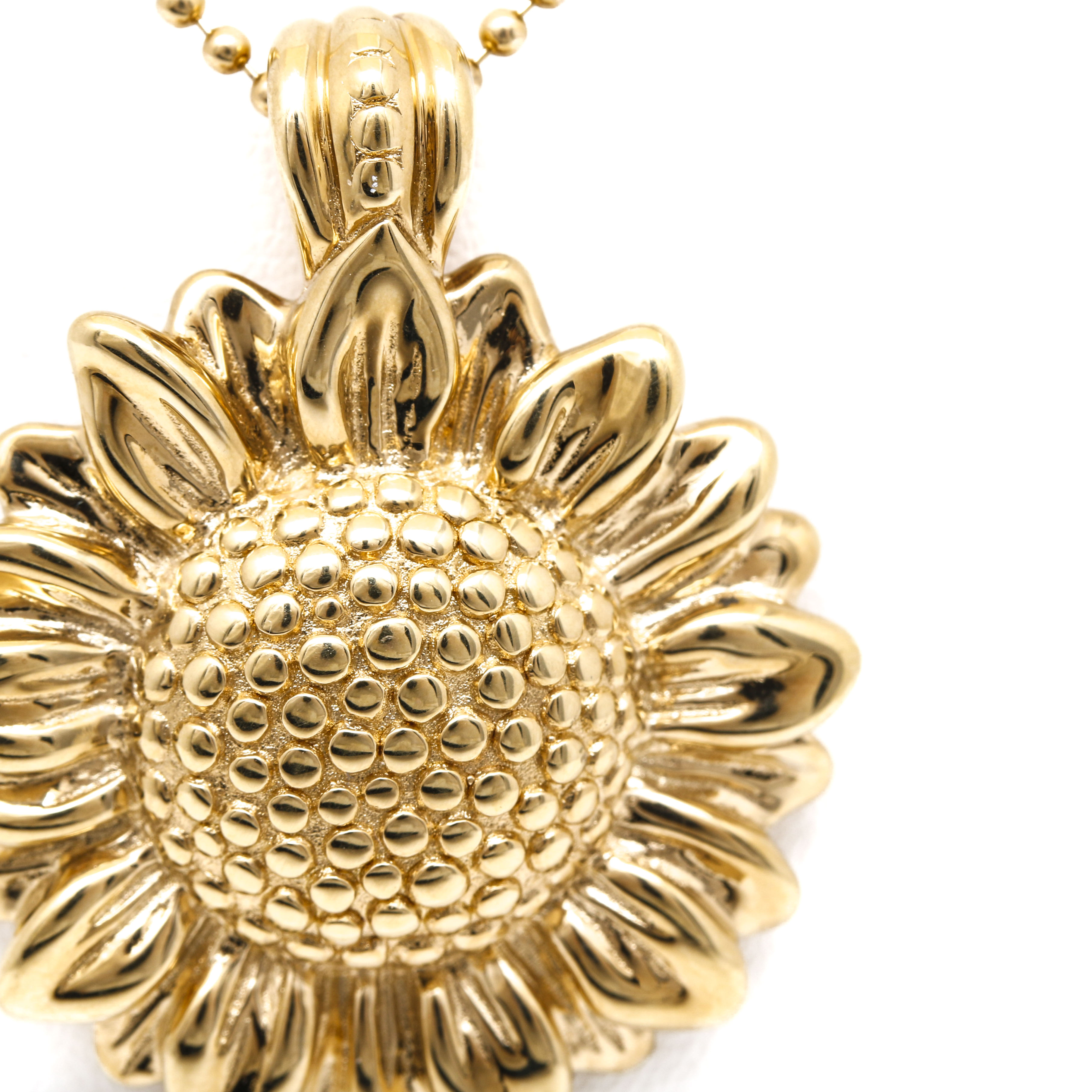14K Yellow Gold Sunflower Pendant Necklace
