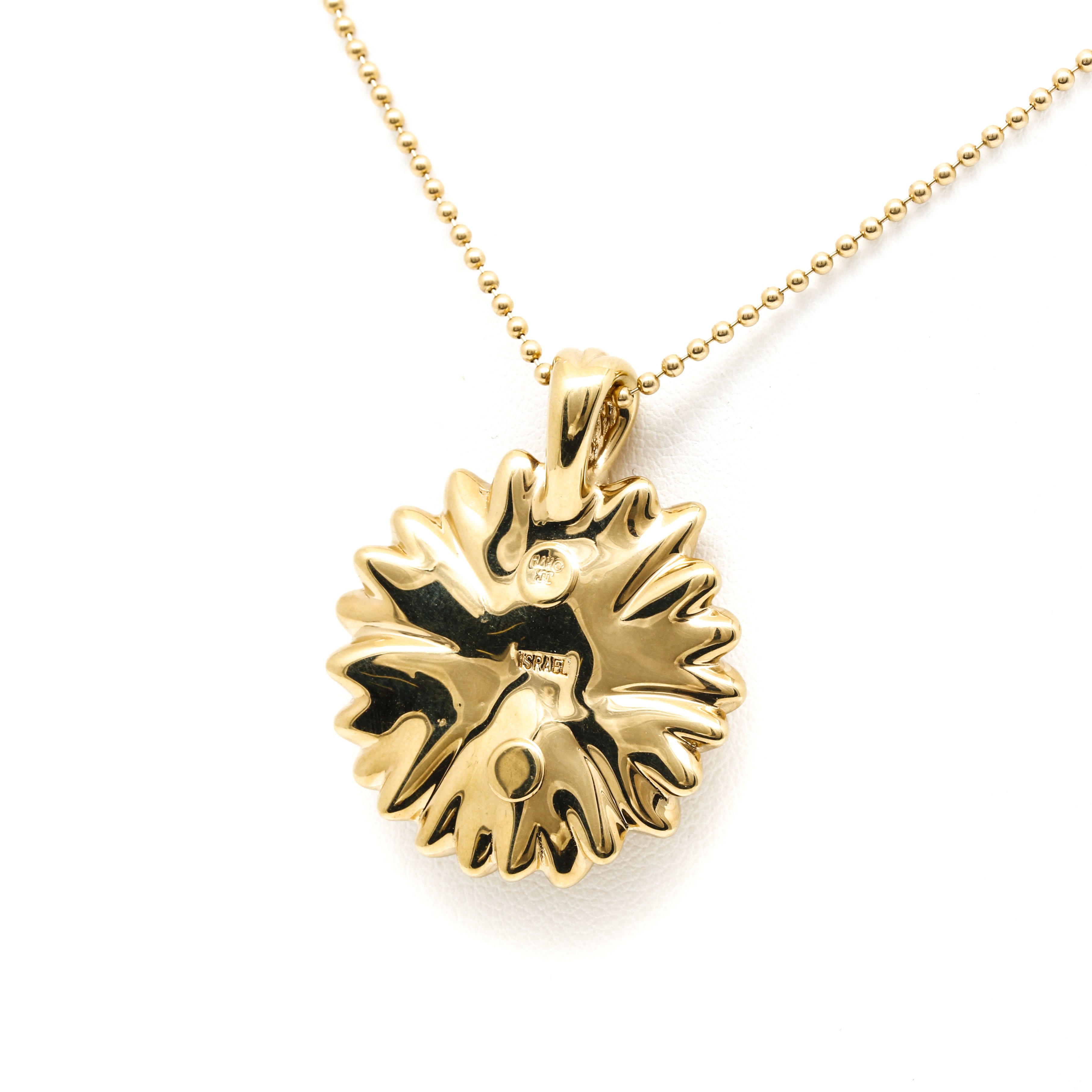 14K Yellow Gold Sunflower Pendant Necklace