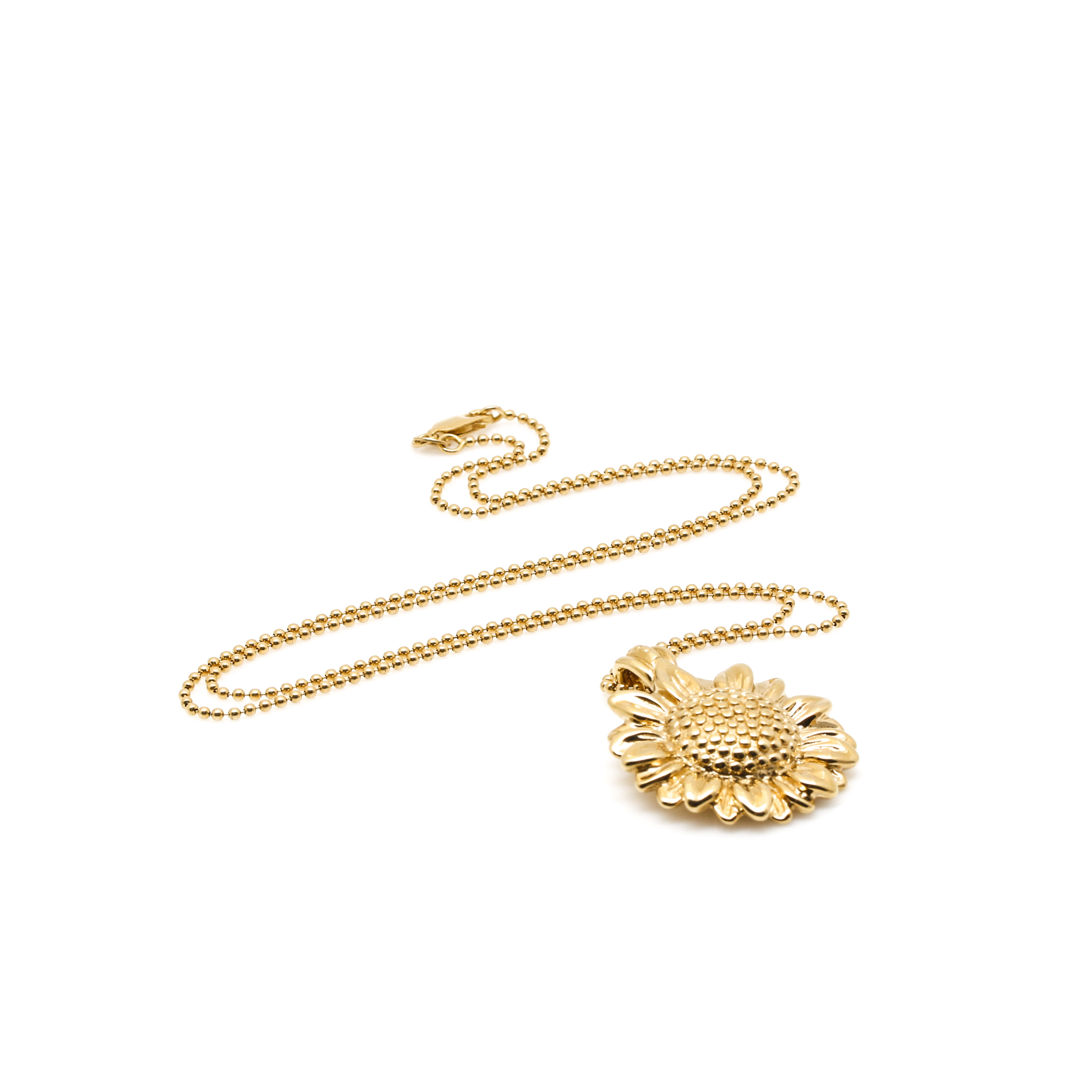 14K Yellow Gold Sunflower Pendant Necklace