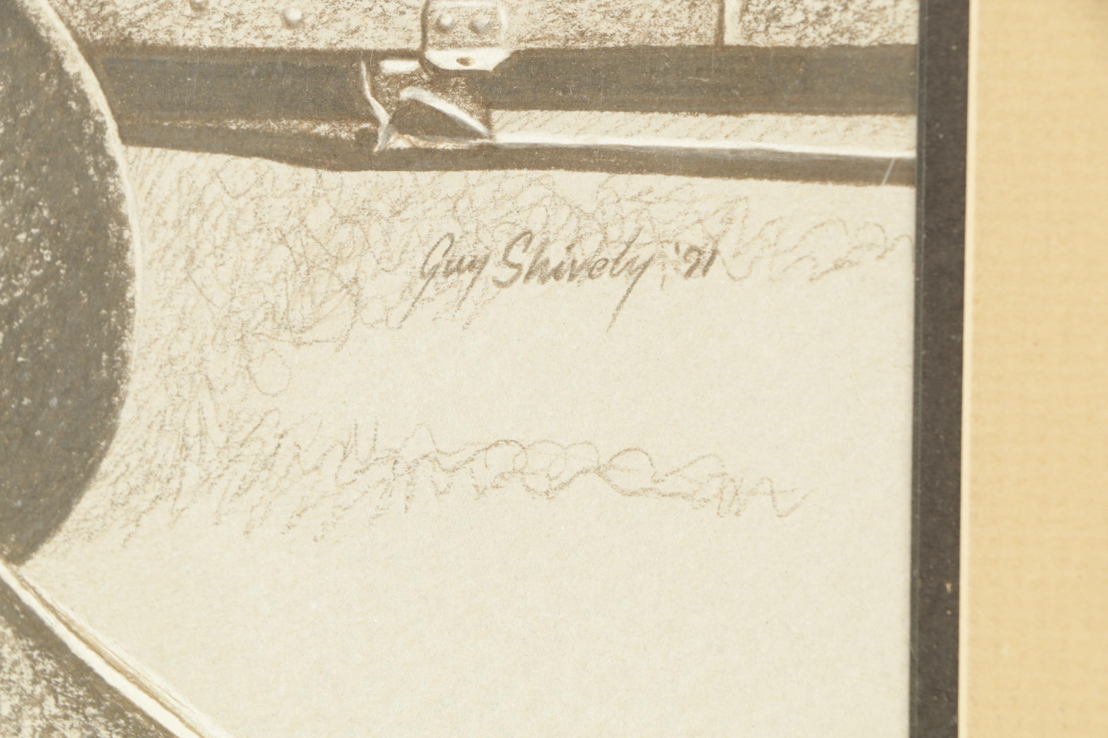 Guy Shively Colored Pencil Drawing on Paper "Buddy's Lineup"