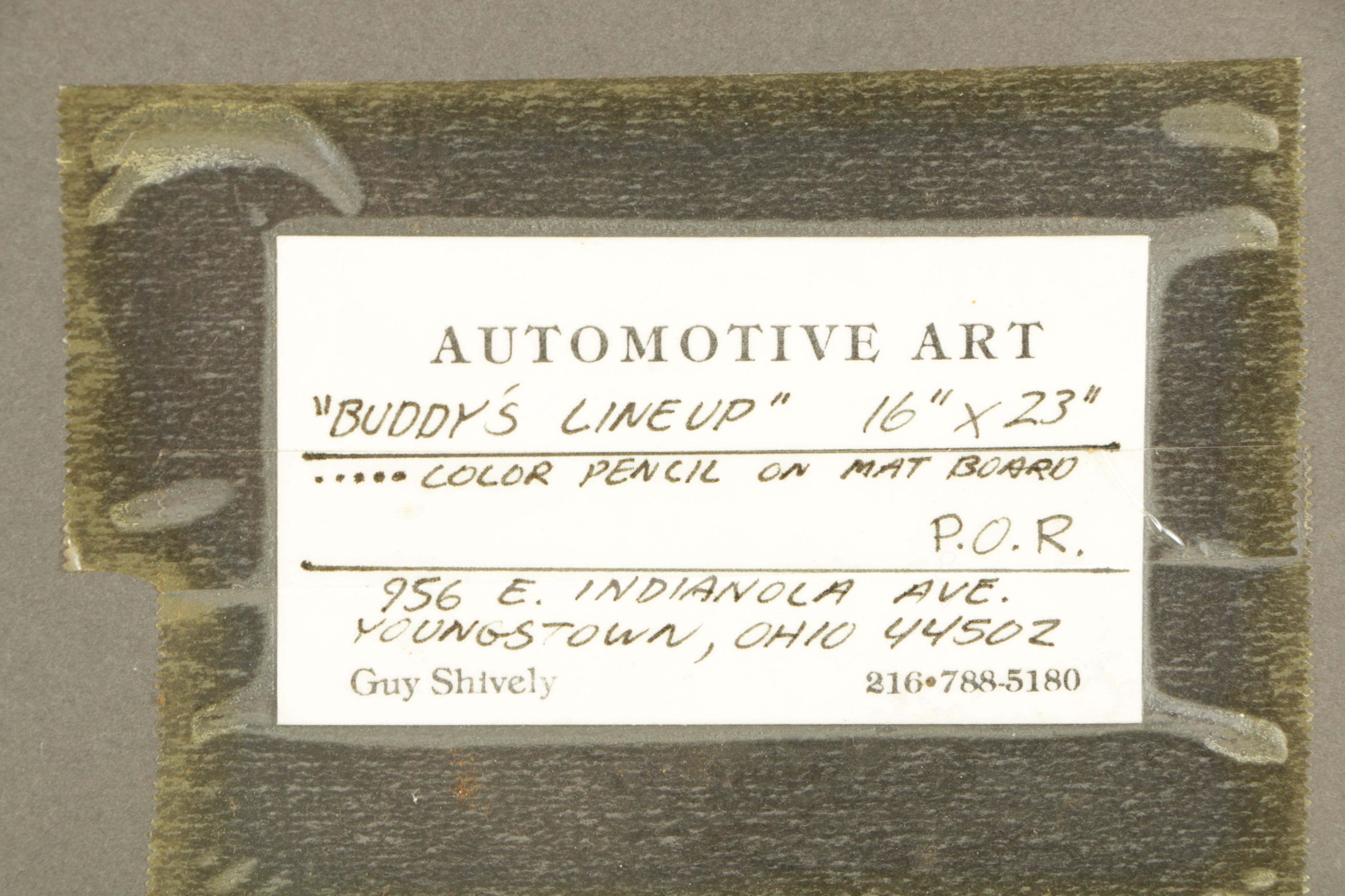 Guy Shively Colored Pencil Drawing on Paper "Buddy's Lineup"