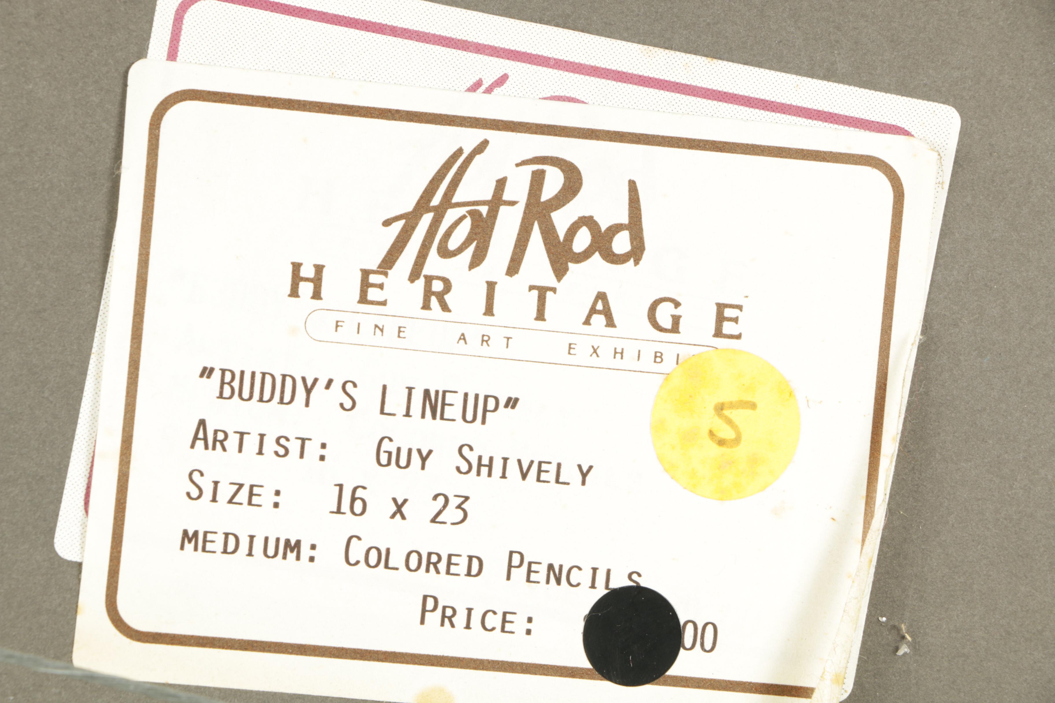 Guy Shively Colored Pencil Drawing on Paper "Buddy's Lineup"