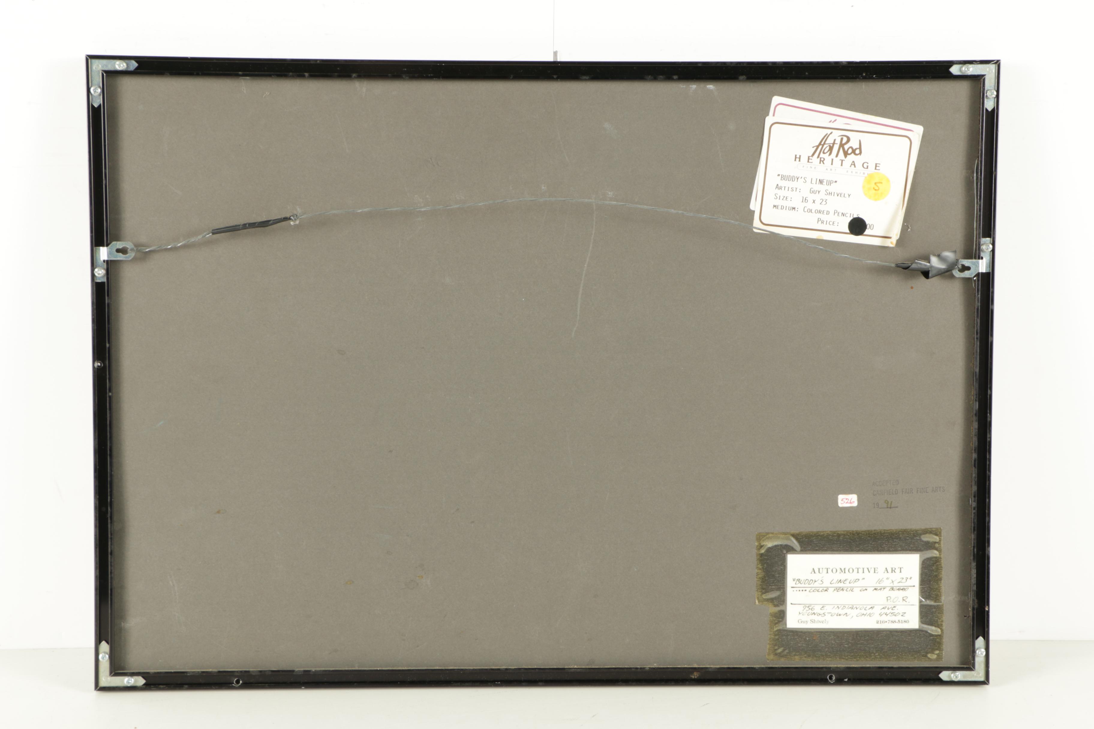 Guy Shively Colored Pencil Drawing on Paper "Buddy's Lineup"