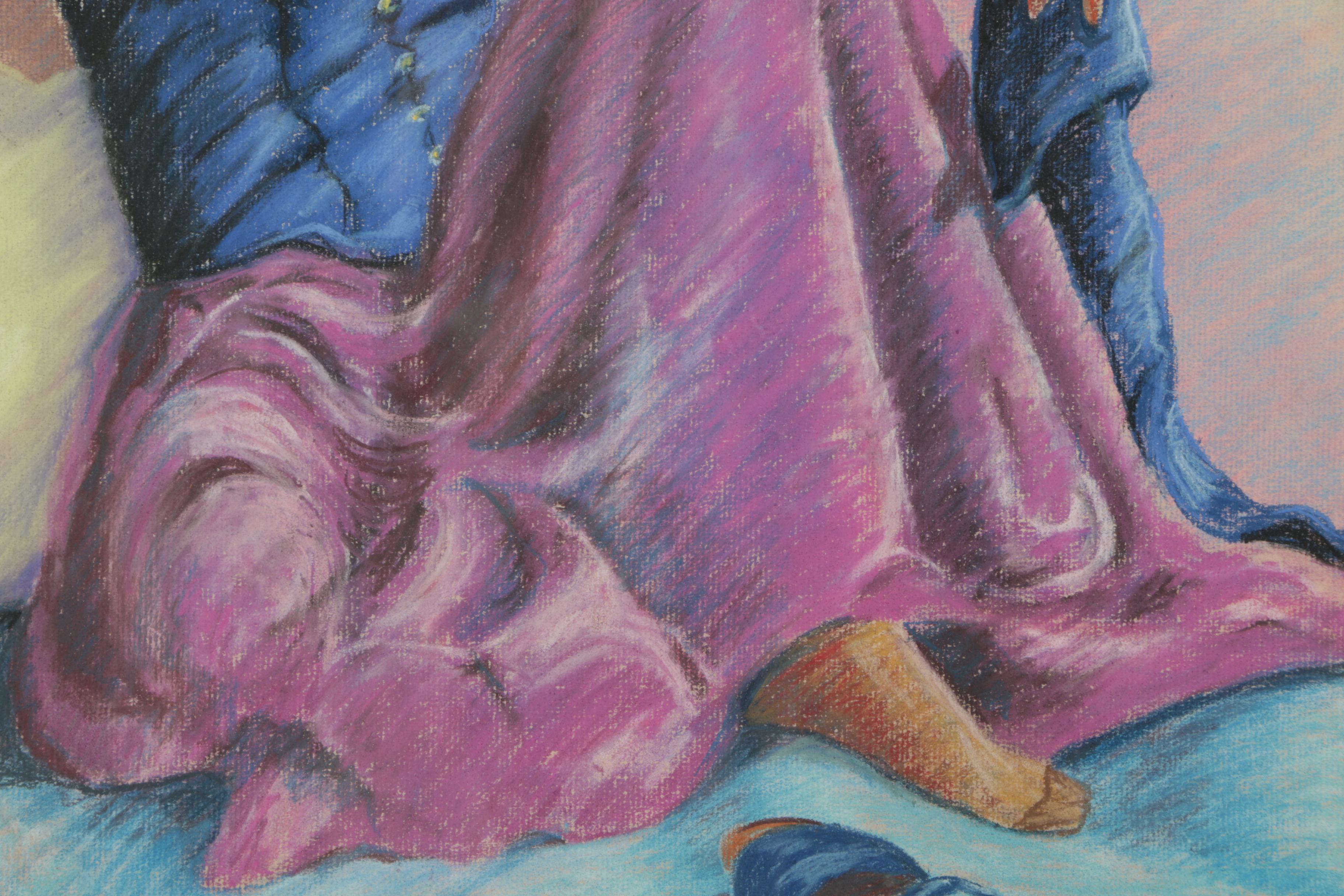 Virginia Roach Munroe Pastel Drawing on Paper of a Seated Woman