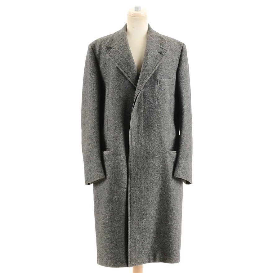 Men's Vintage Paul Stuart New York Herringbone Wool Overcoat