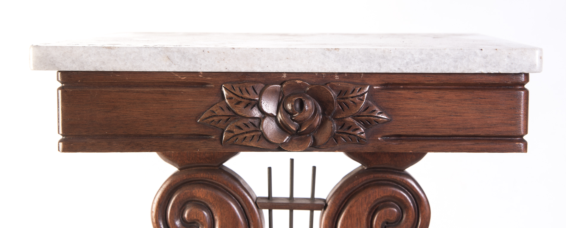 Victorian Style Marble Top Lyre Accent Tables