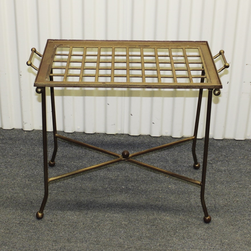 Mid-Century Metal Serving Tray with Stand