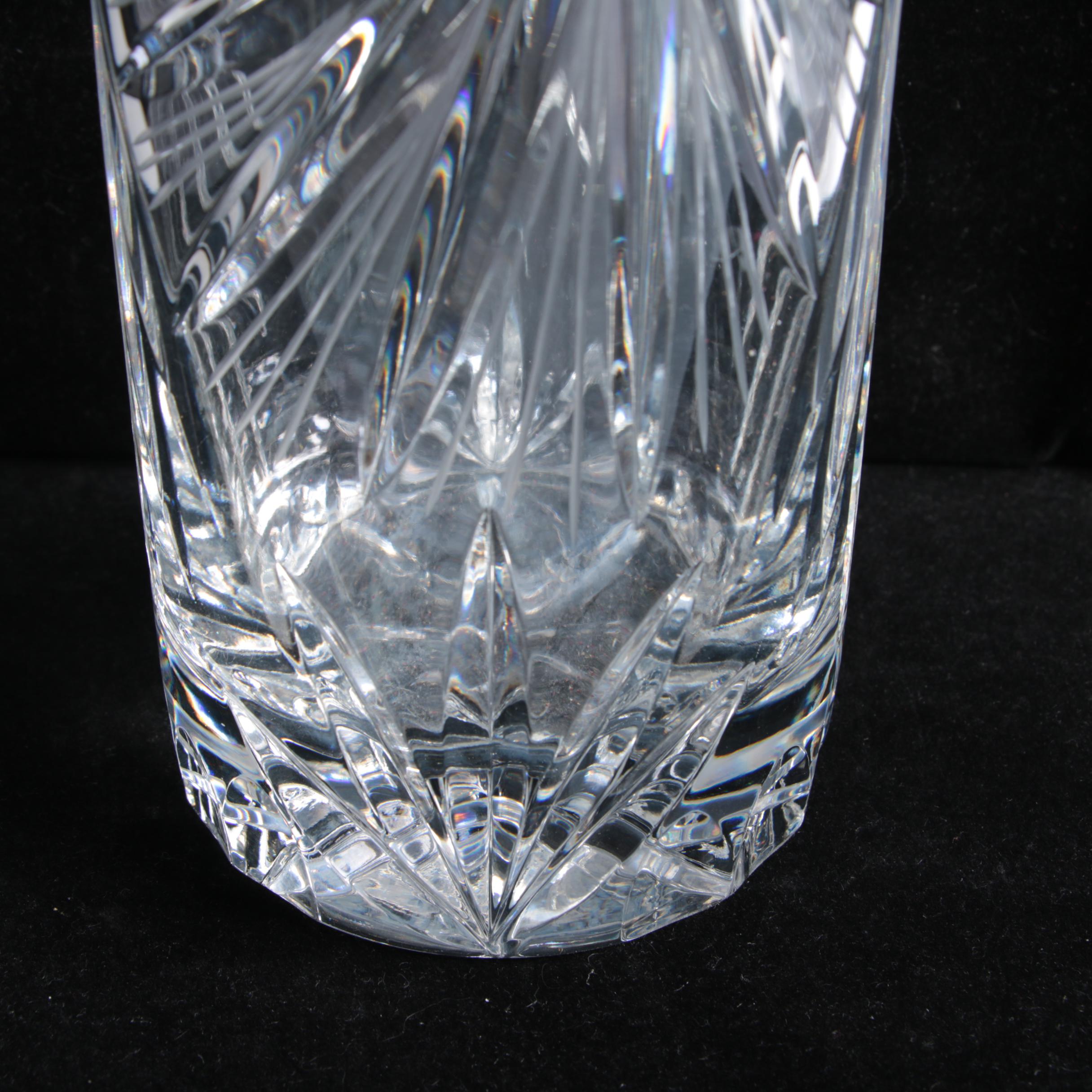 Sunburst and Swirl Hand Cut Crystal Vases