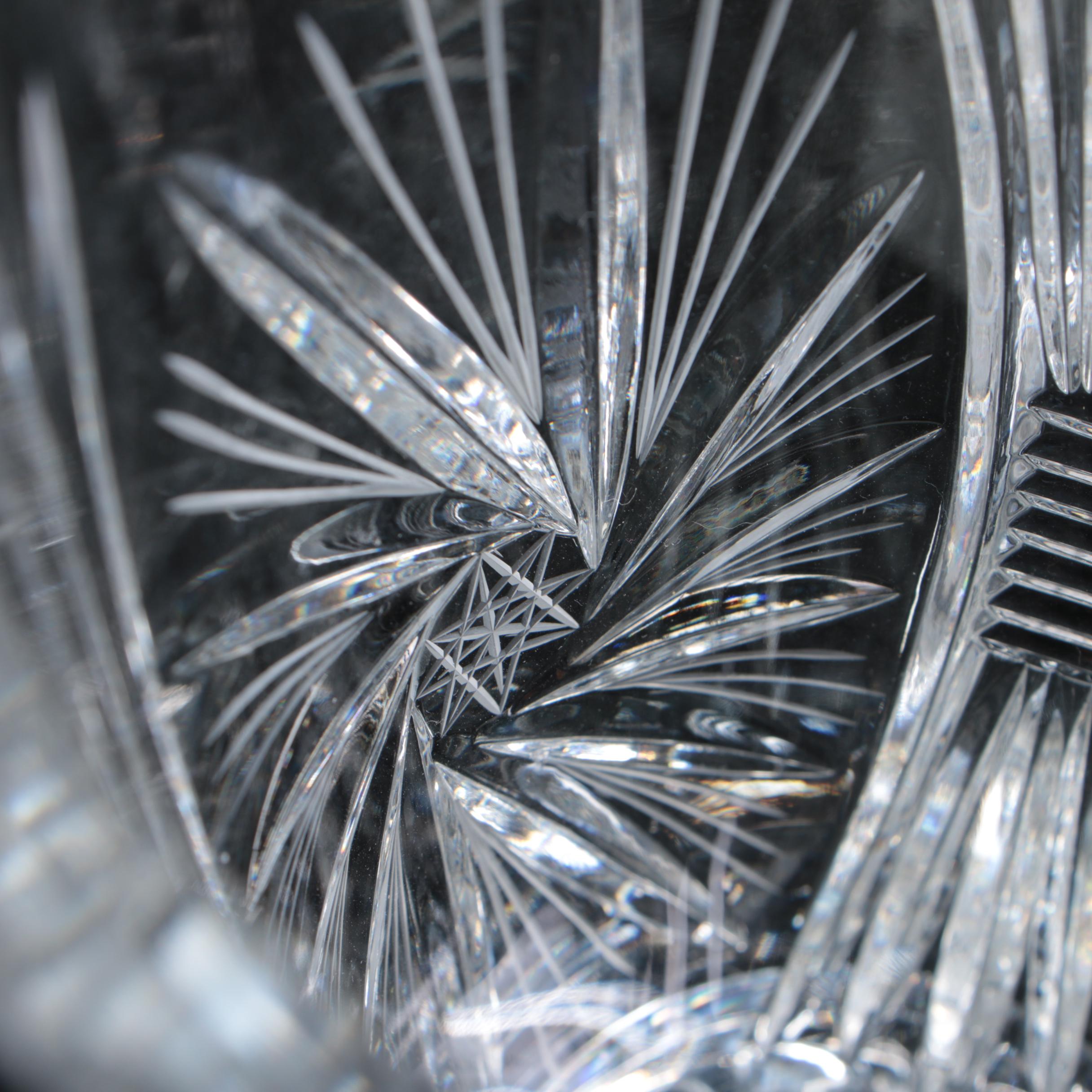 Sunburst and Swirl Hand Cut Crystal Vases