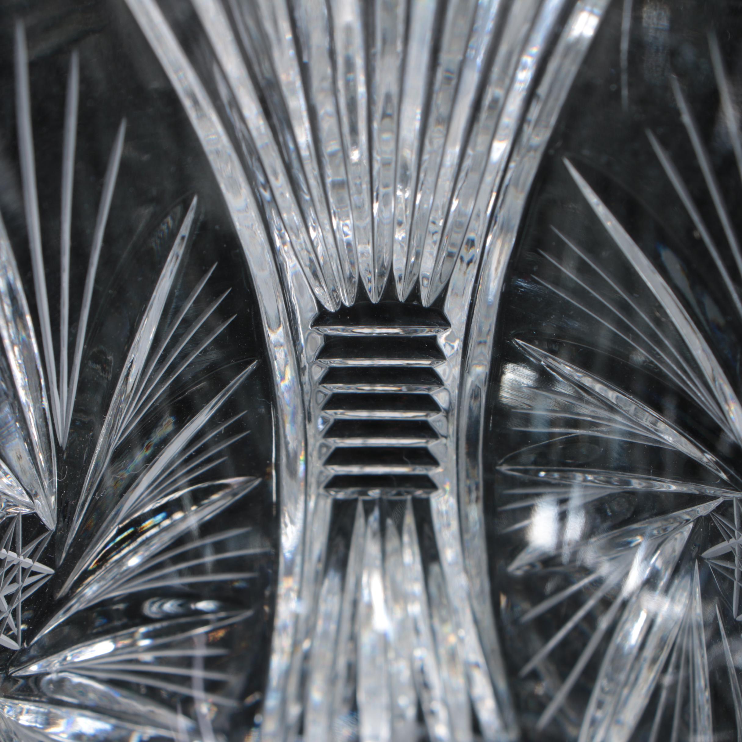 Sunburst and Swirl Hand Cut Crystal Vases