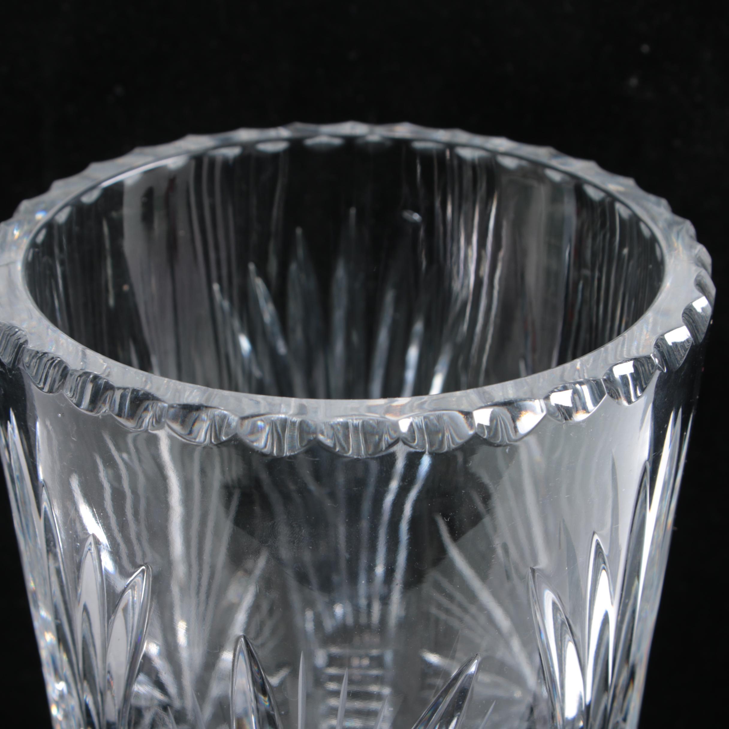 Sunburst and Swirl Hand Cut Crystal Vases