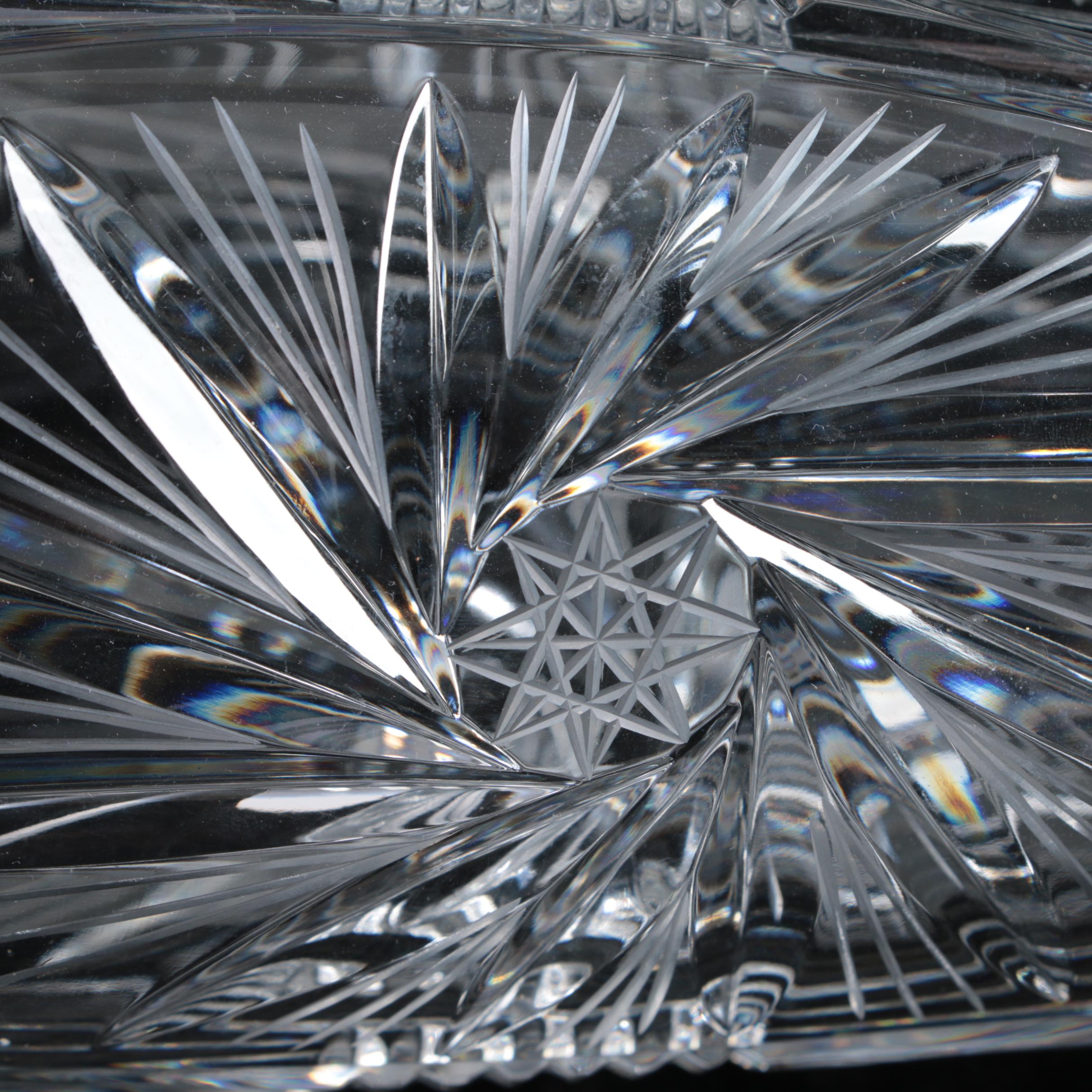 Sunburst and Swirl Hand Cut Crystal Vases