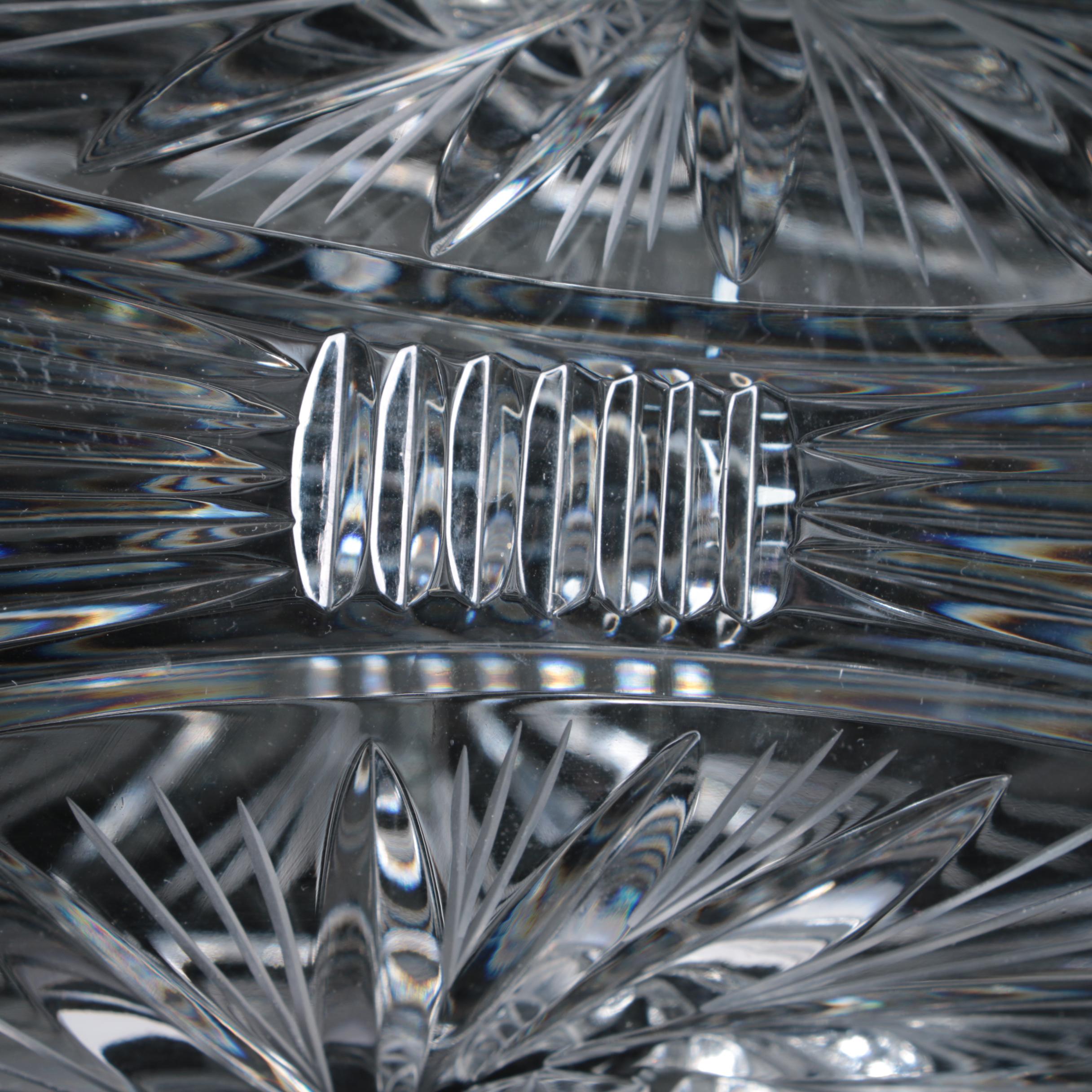 Sunburst and Swirl Hand Cut Crystal Vases