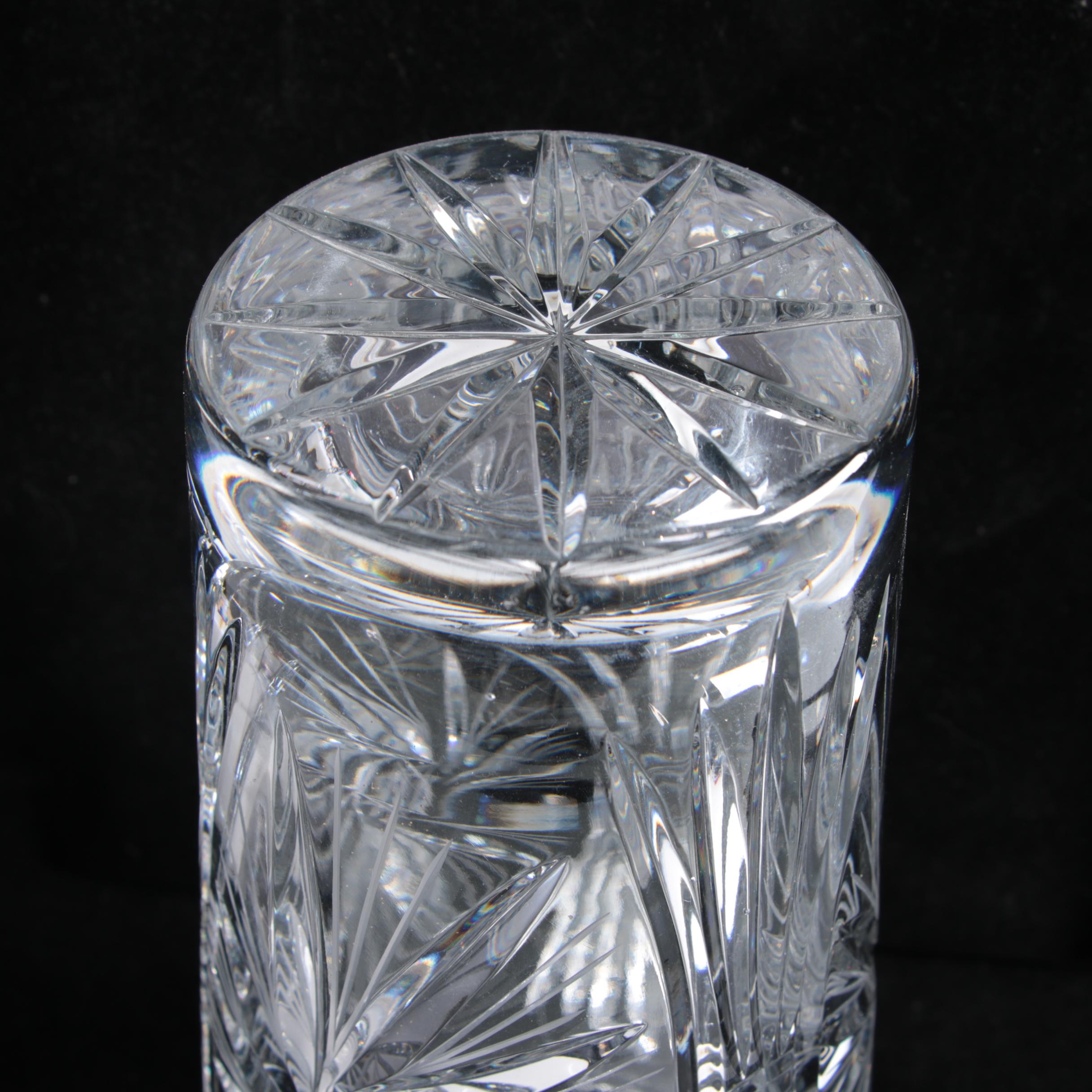 Sunburst and Swirl Hand Cut Crystal Vases