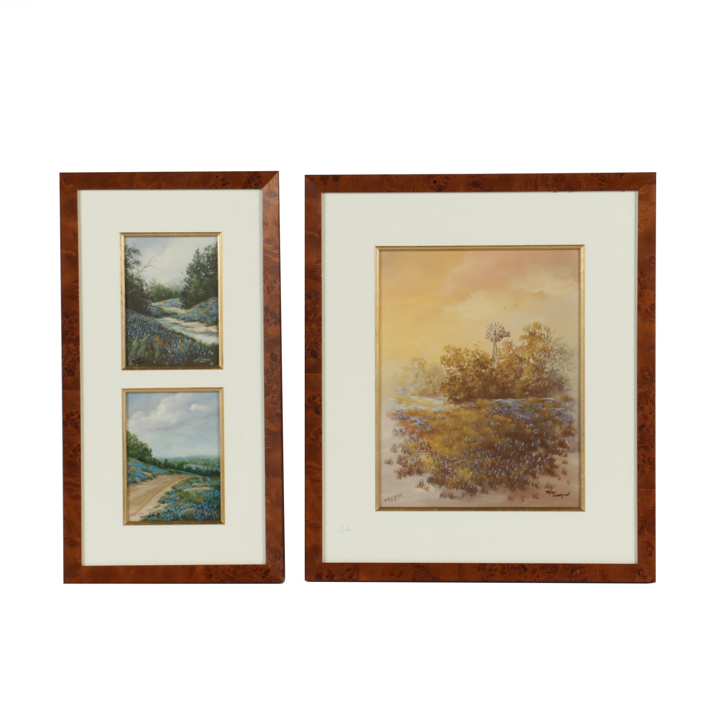 Laura Lou Sawyer Reproduction Prints Featuring "Blue bonnet Sunset"