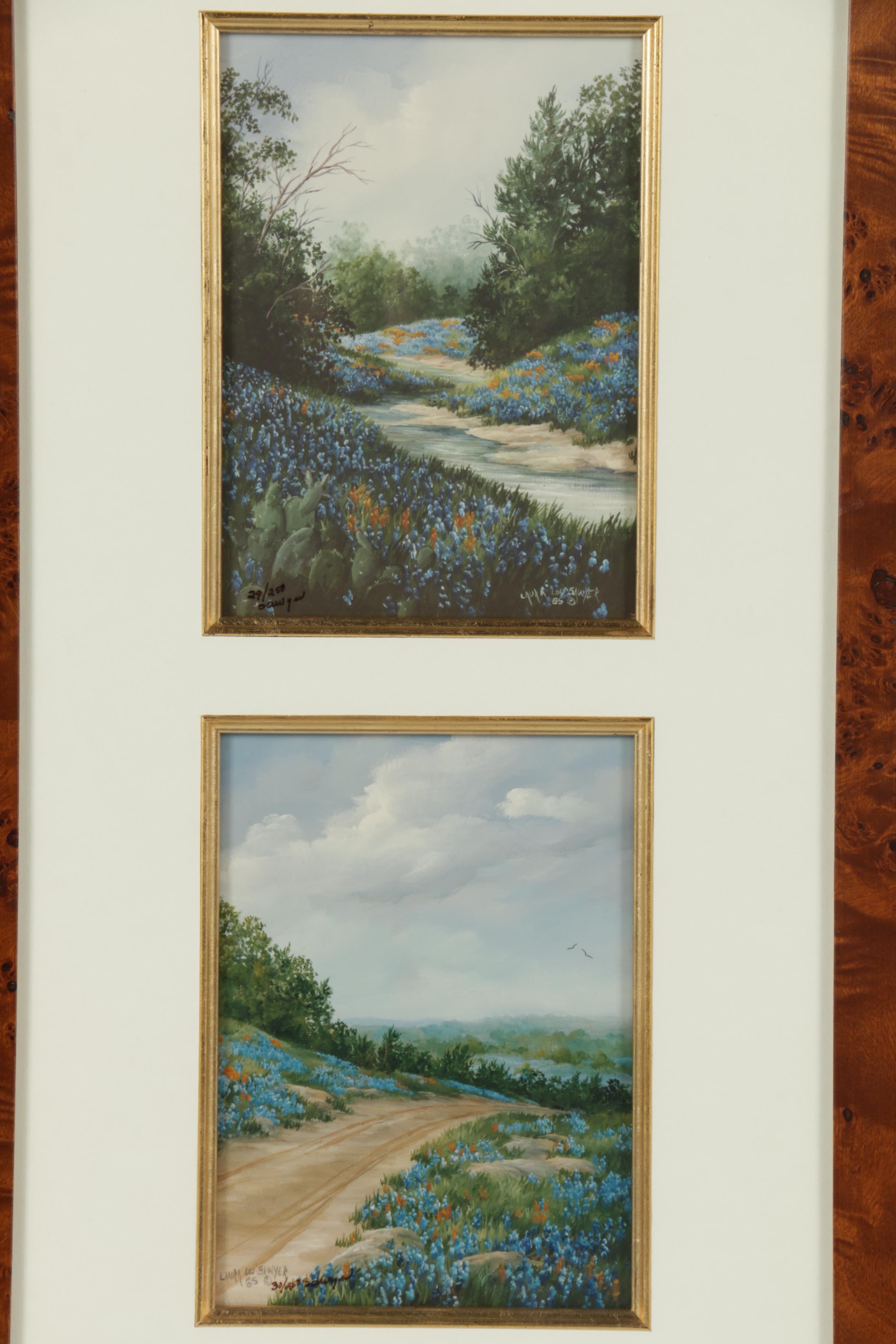 Laura Lou Sawyer Reproduction Prints Featuring "Blue bonnet Sunset"