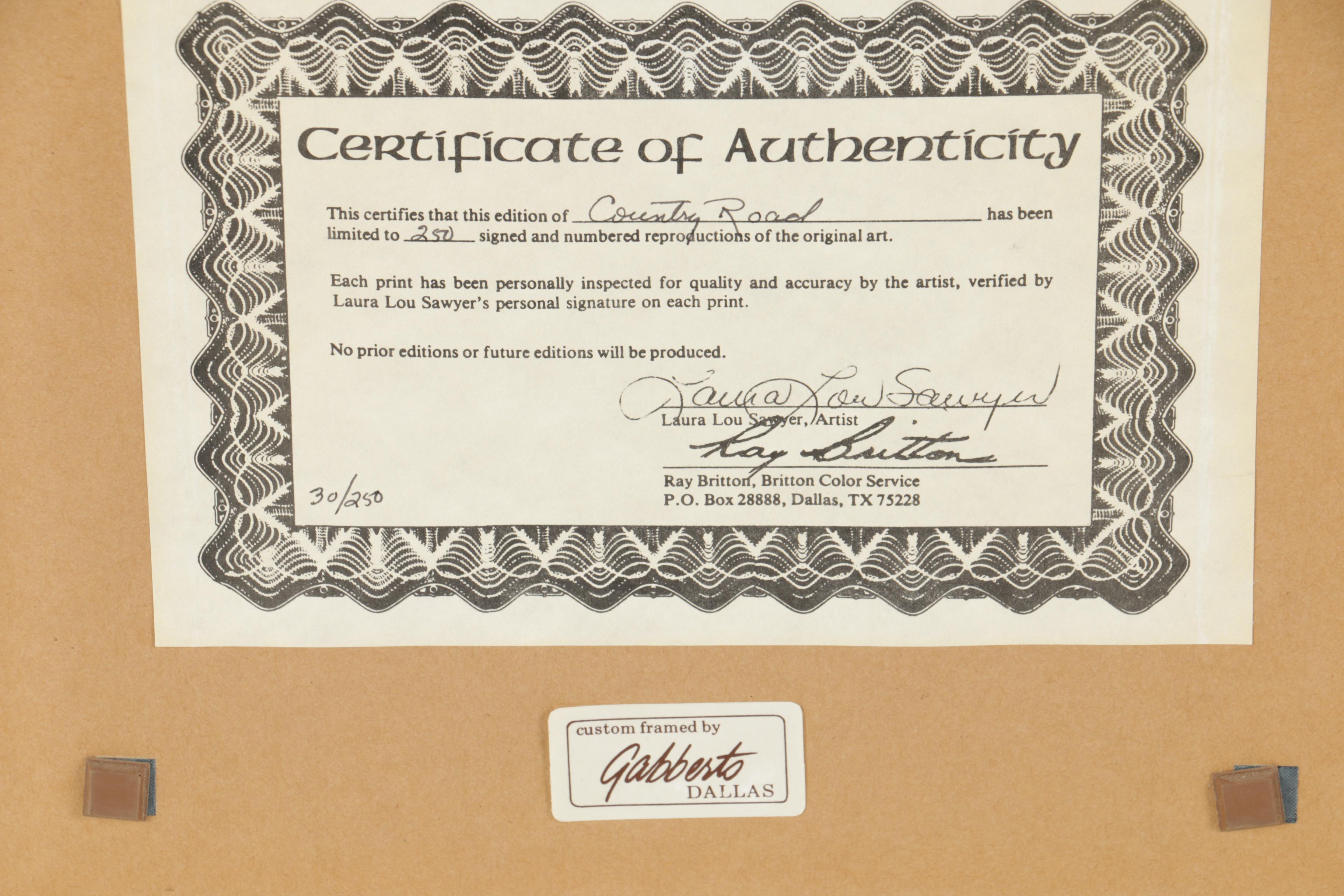 Laura Lou Sawyer Reproduction Prints Featuring "Blue bonnet Sunset"