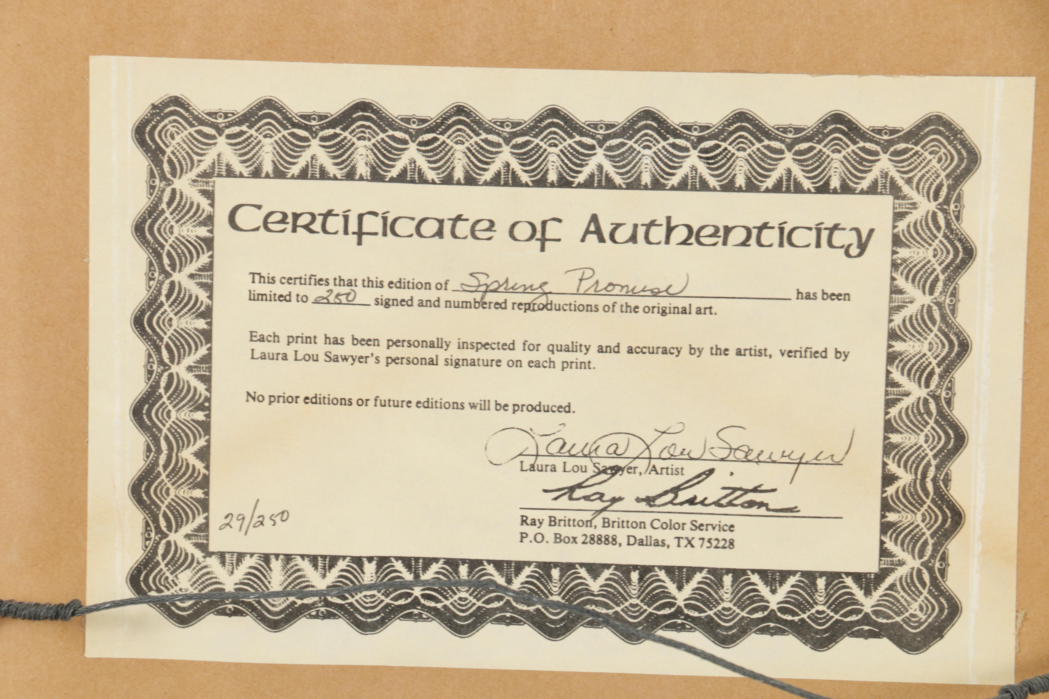 Laura Lou Sawyer Reproduction Prints Featuring "Blue bonnet Sunset"