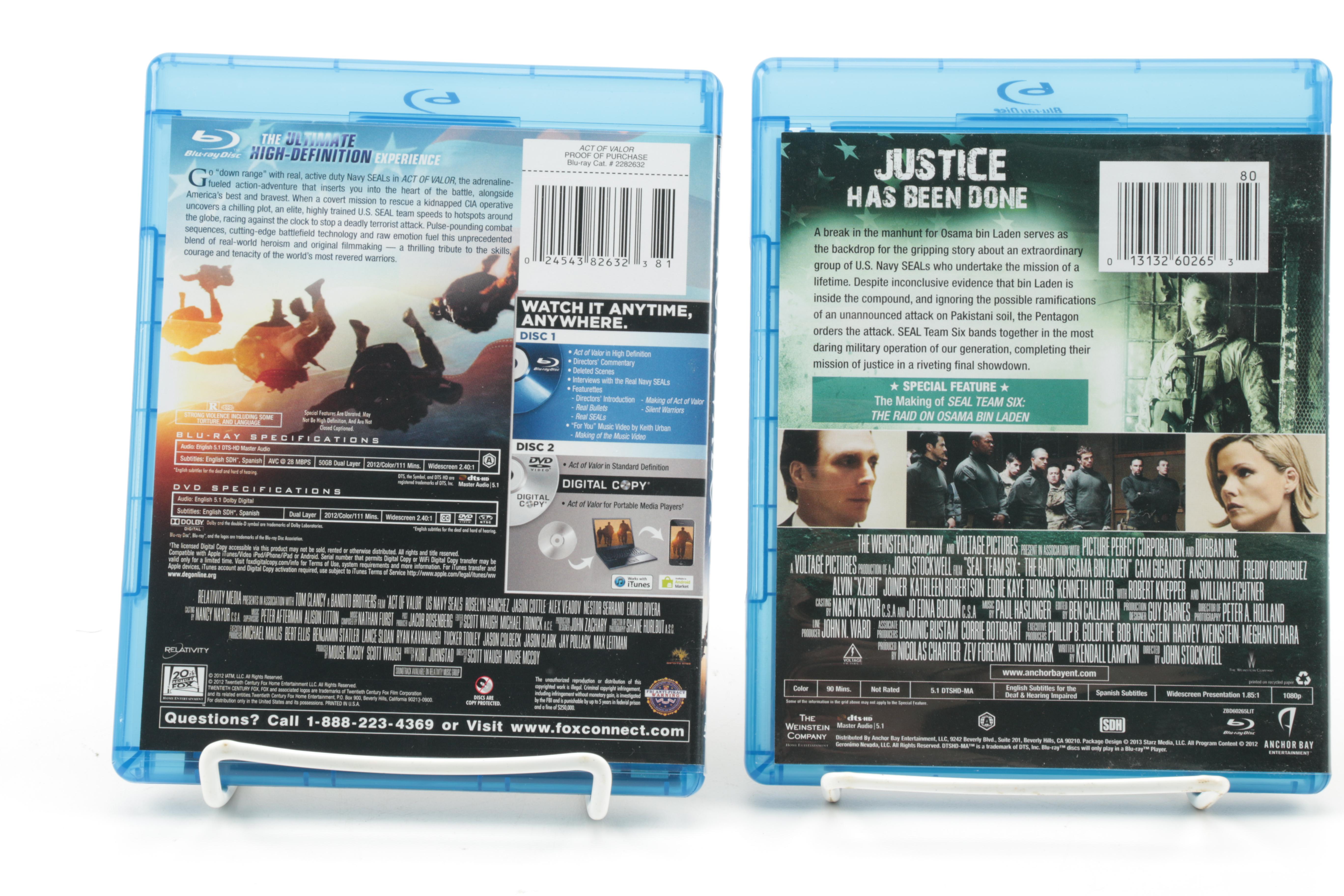 Modern War Films Blu-Ray Collection Including "Hurt Locker" and "Act of Valor"