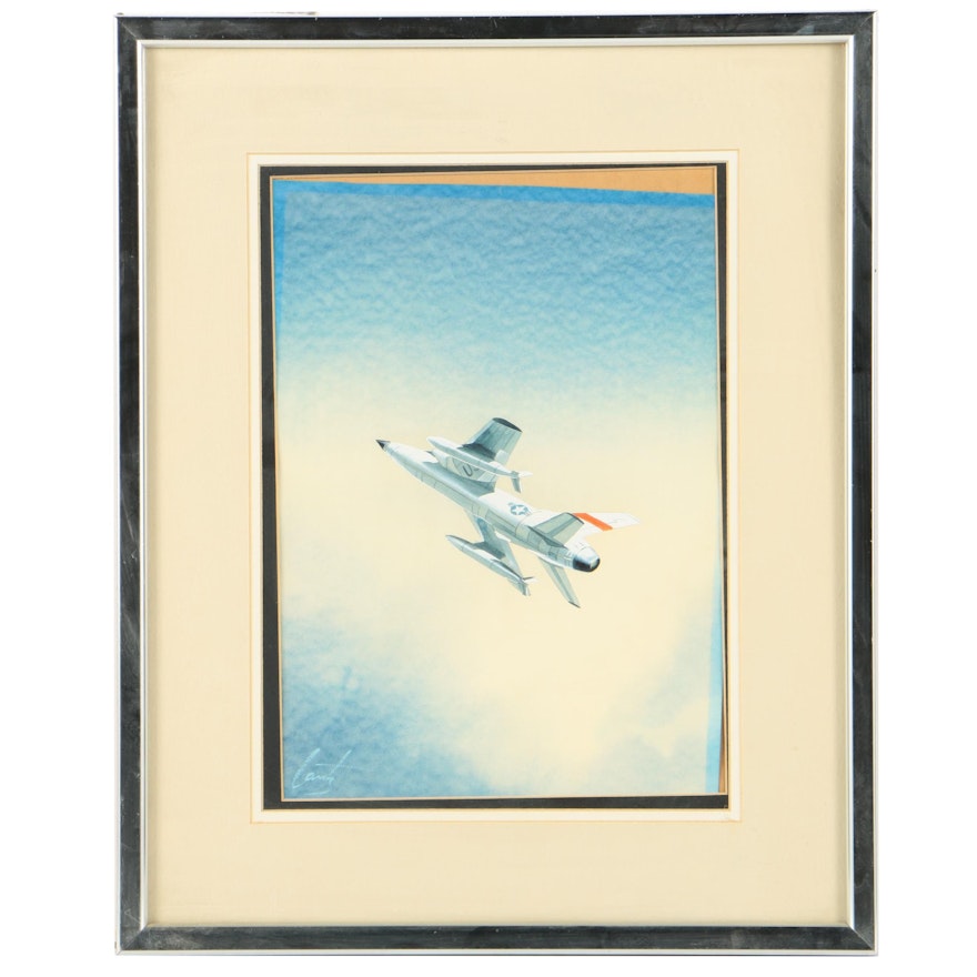 Charles Lantz Watercolor Painting on Paper "Free Flight"