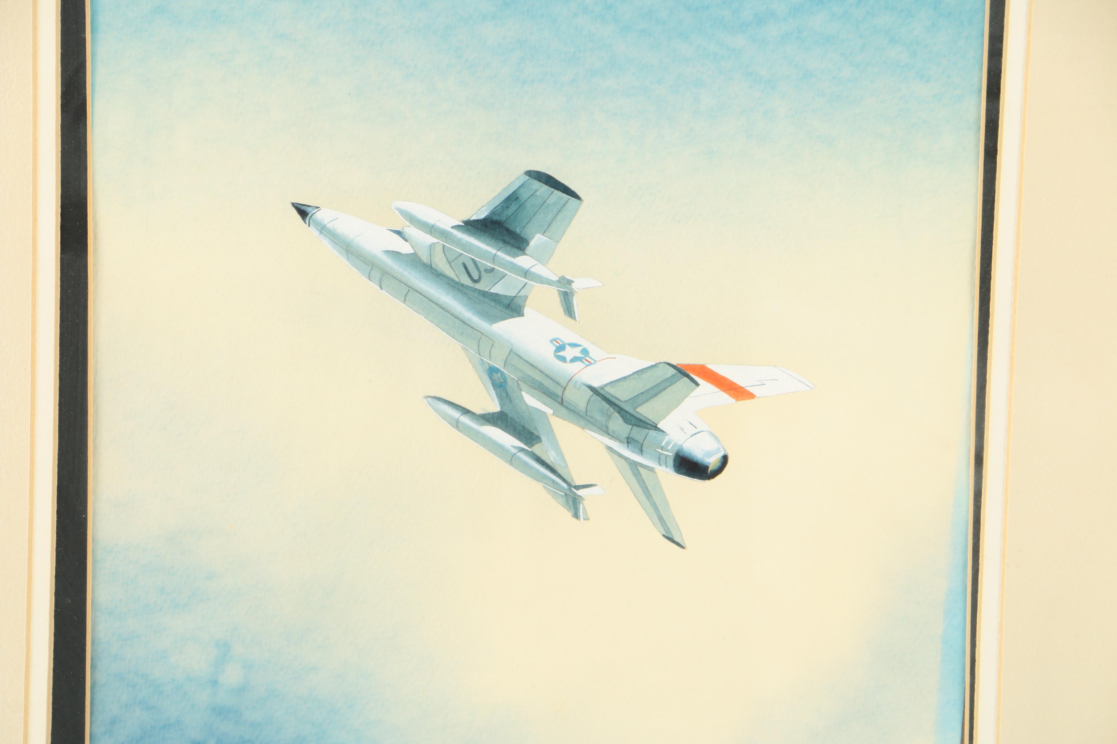 Charles Lantz Watercolor Painting on Paper "Free Flight"