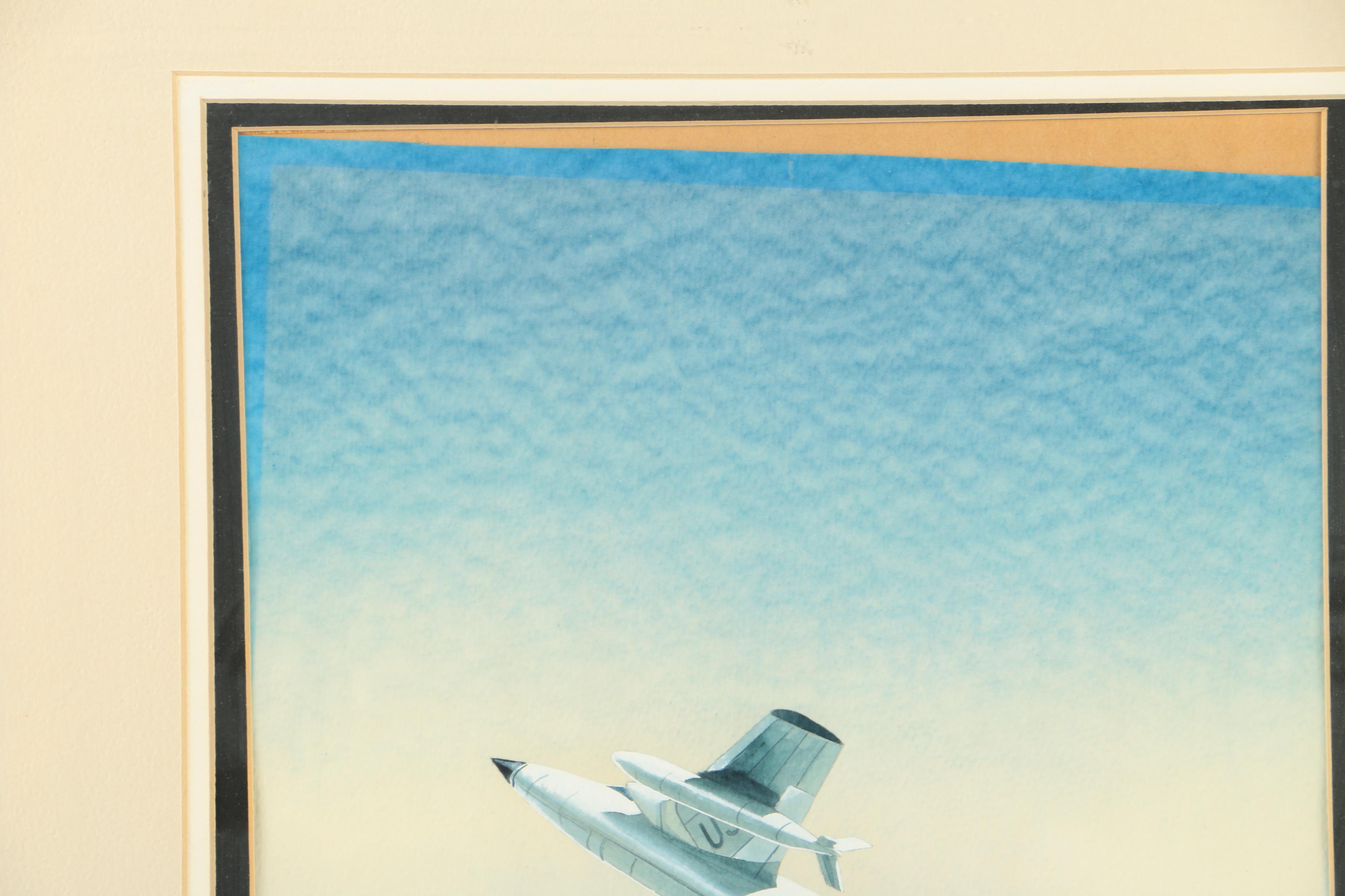 Charles Lantz Watercolor Painting on Paper "Free Flight"