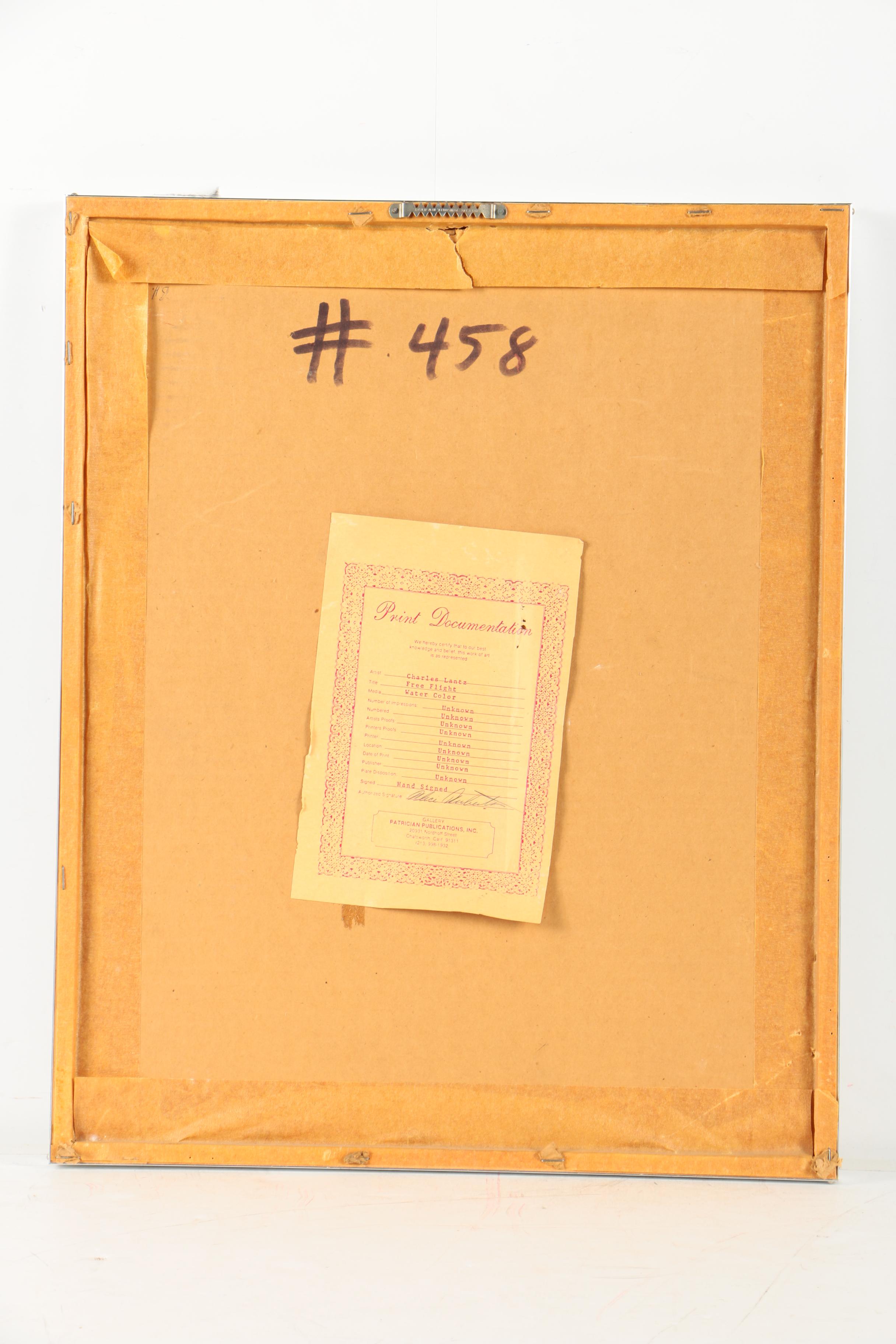 Charles Lantz Watercolor Painting on Paper "Free Flight"