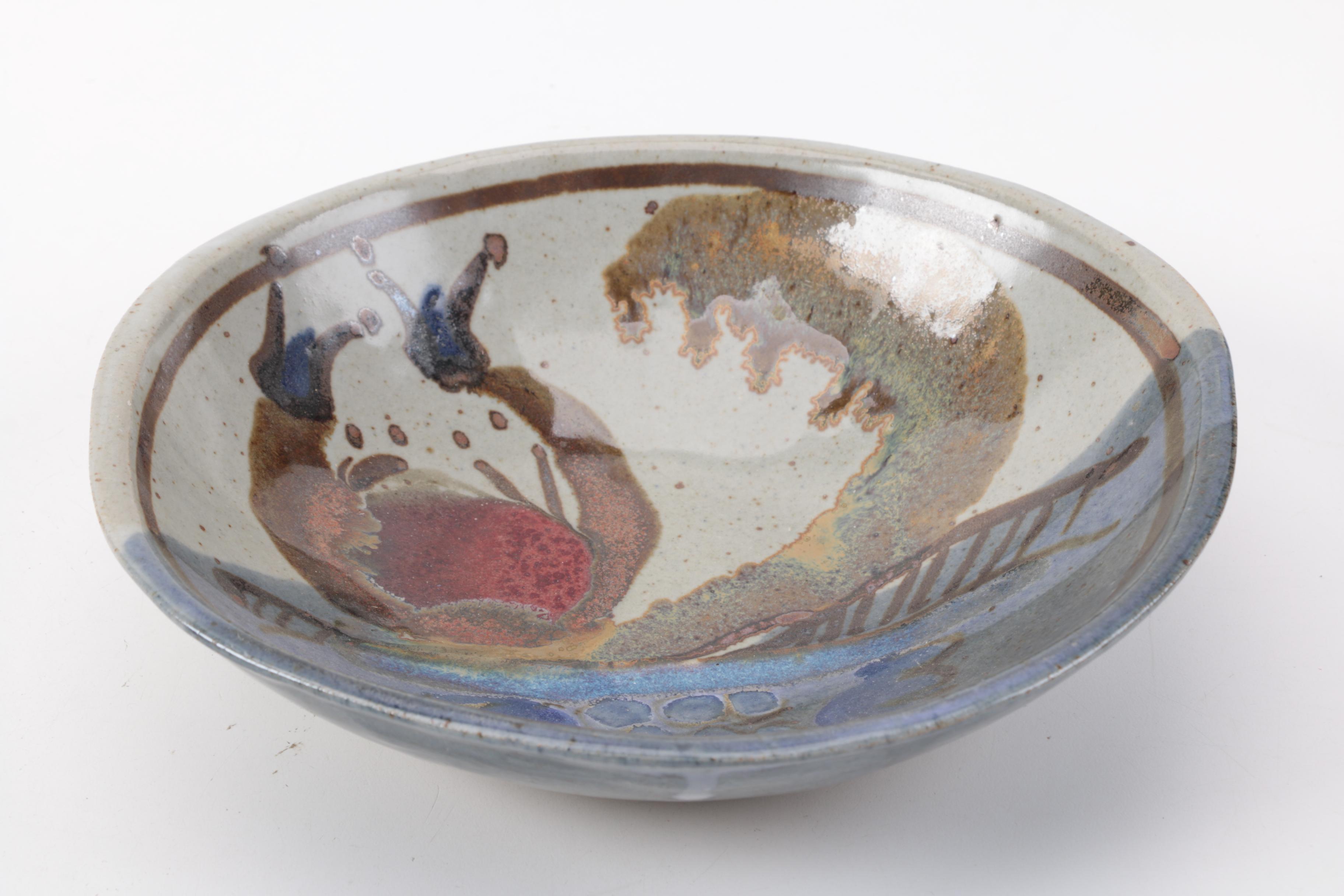 Signed Jerry Chapelle Hand Thrown Stoneware Bowls