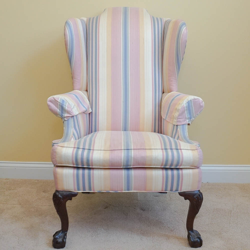Vintage Chippendale Style Wingback Armchair