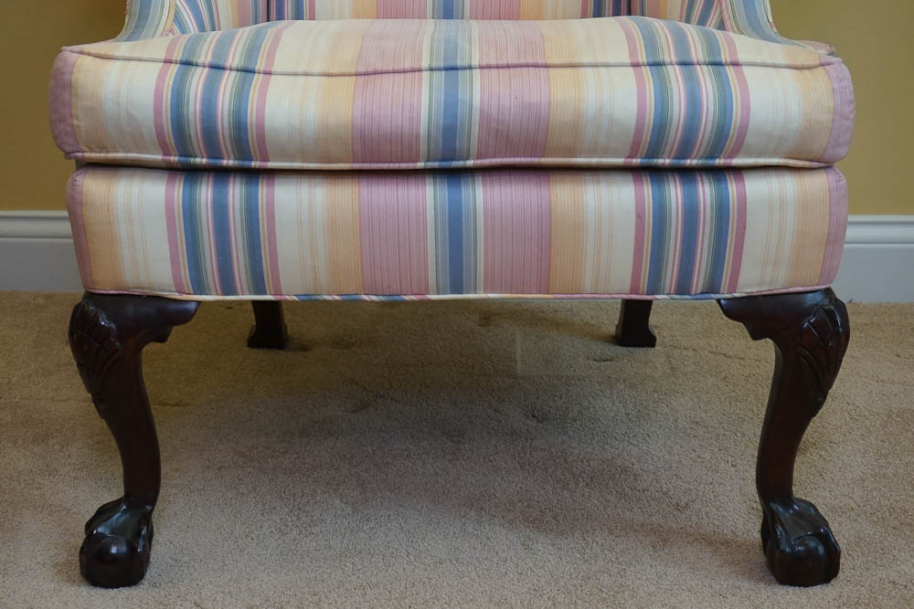 Vintage Chippendale Style Wingback Armchair