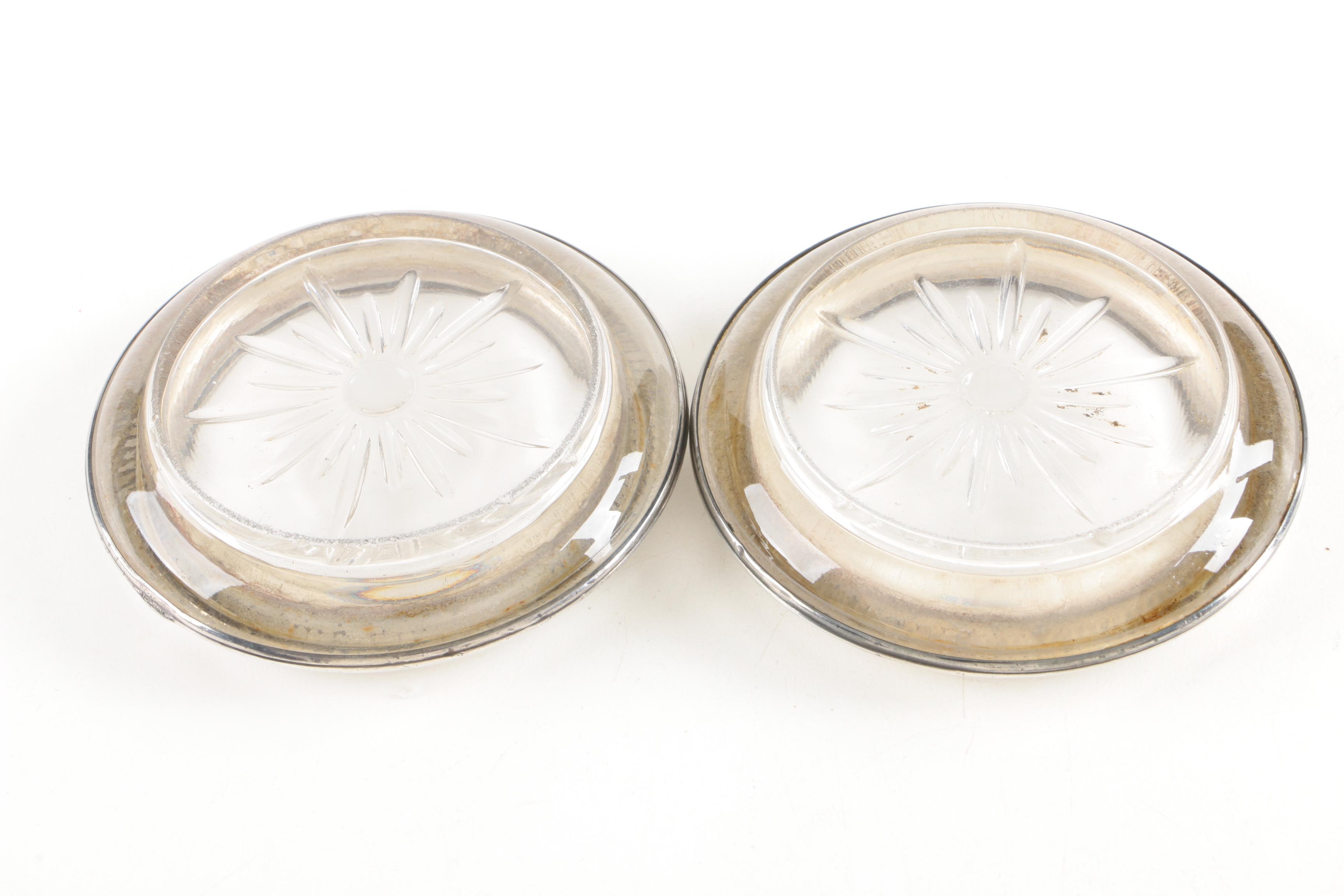 Frank M. Whiting & Co. Sterling Silver Rimmed Glass Coasters