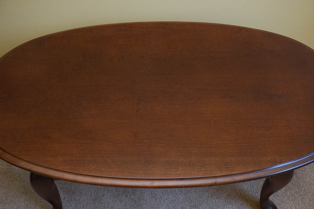 Queen Anne Style Walnut Oval Coffee Table