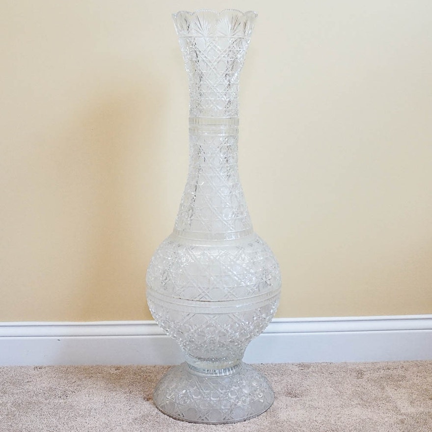 Cut Glass Floor Vase