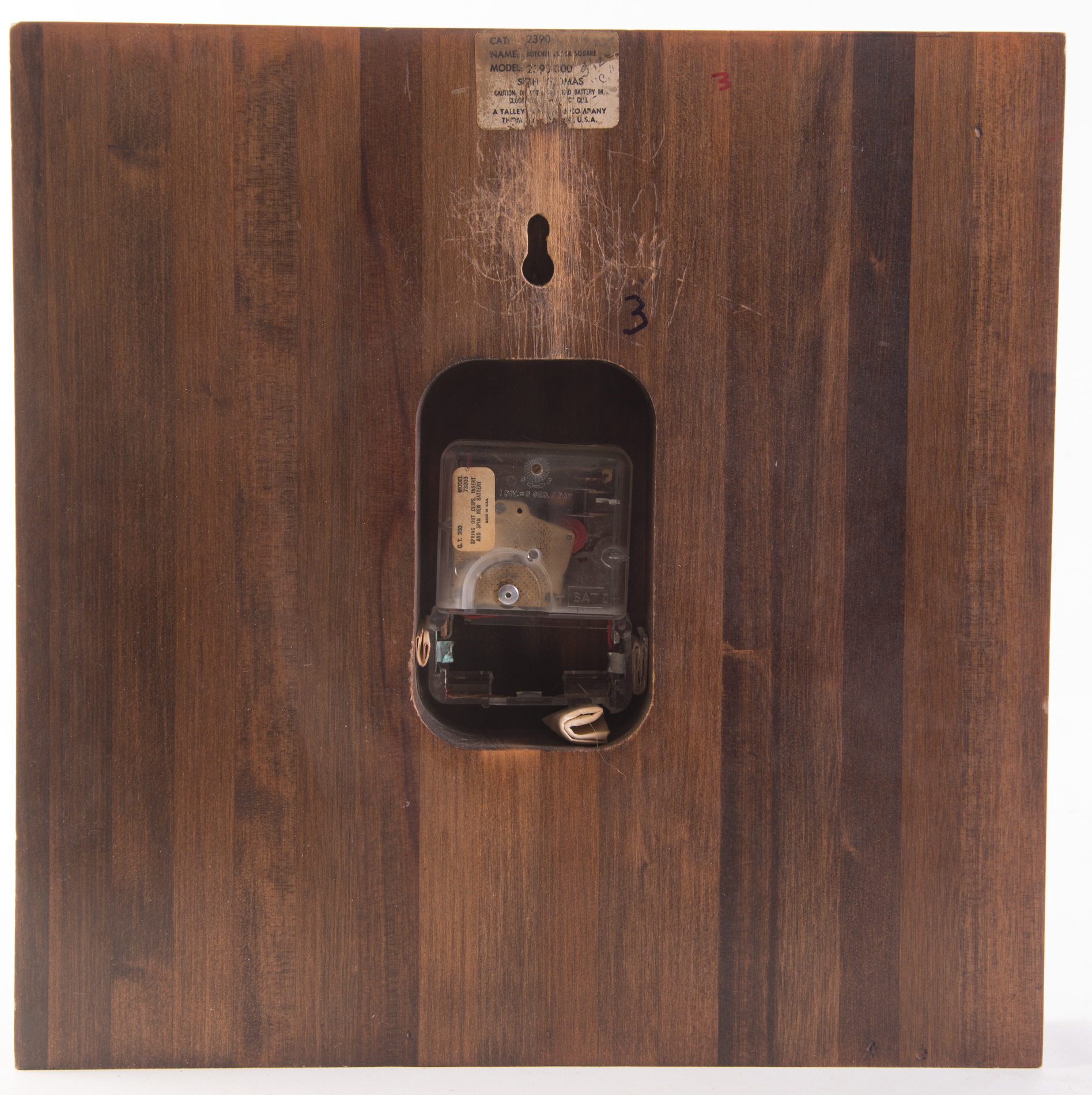 Seth Thomas "Butcher Block Square" Wall Clock