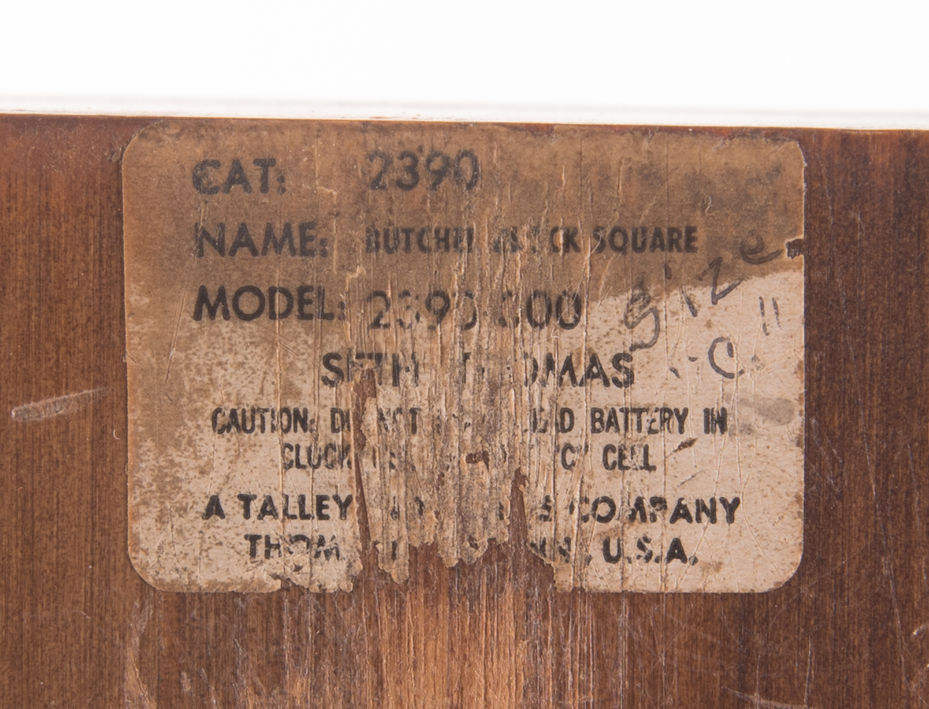 Seth Thomas "Butcher Block Square" Wall Clock