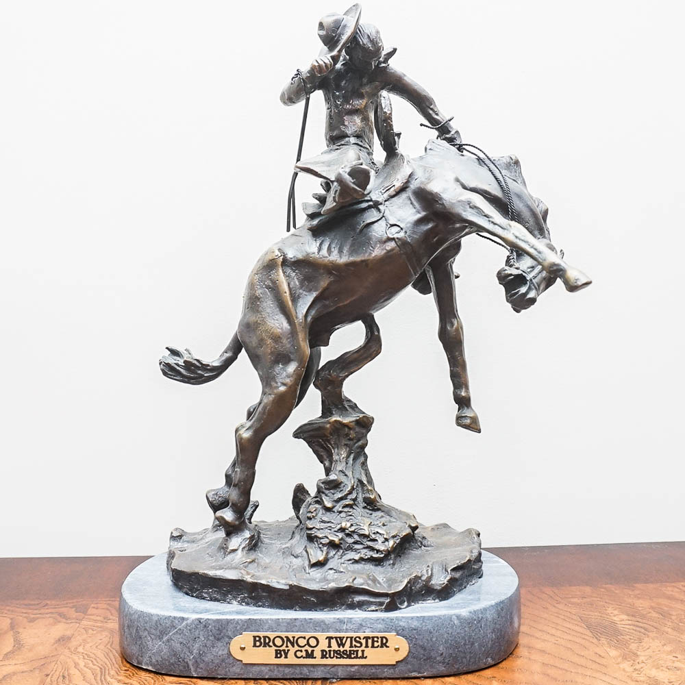 Bronze Sculpture After C.M. Russell "Bronco Twister"