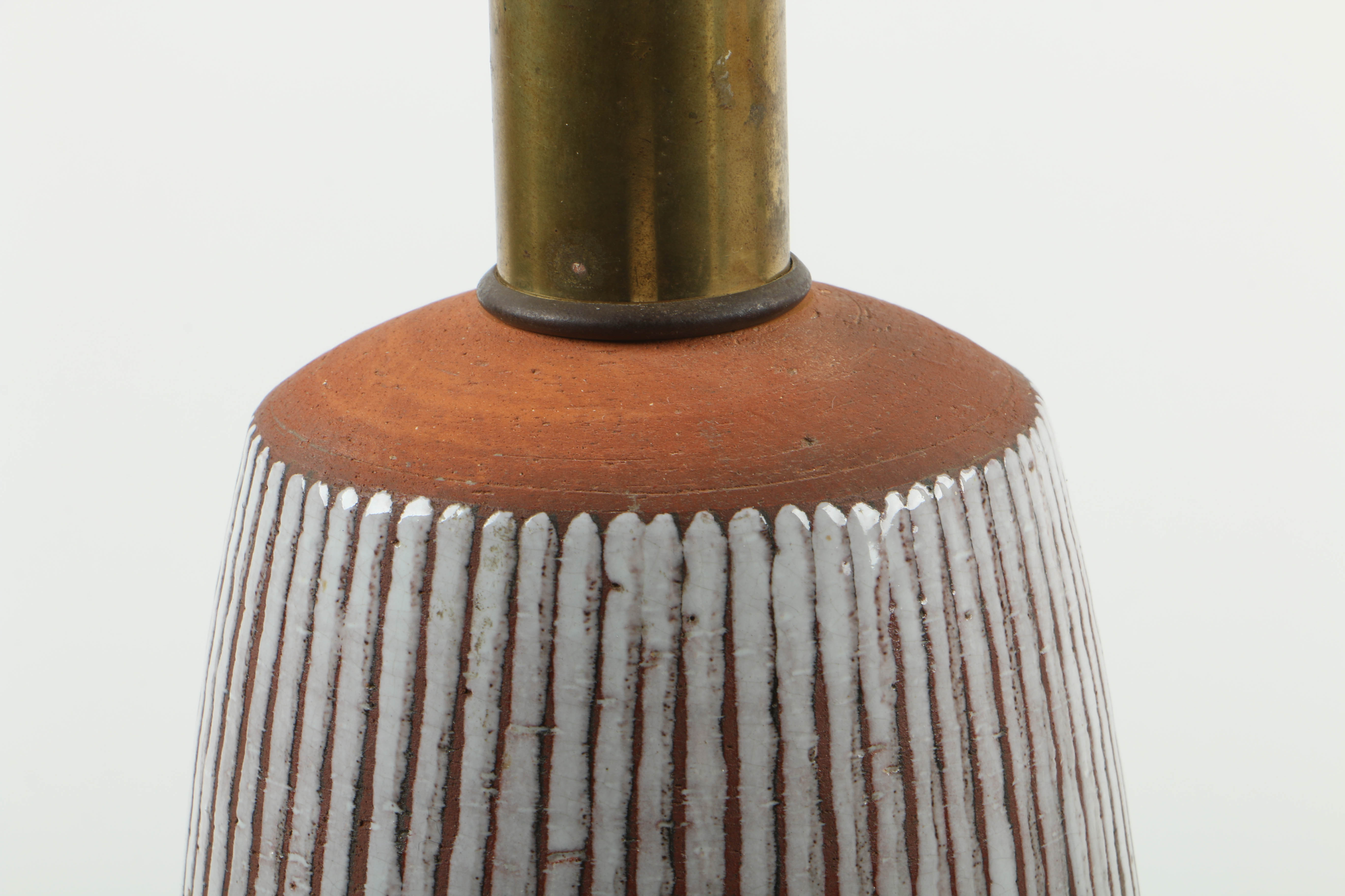 Mid Century Modern Earthenware Stripe-GlazedTable Lamps