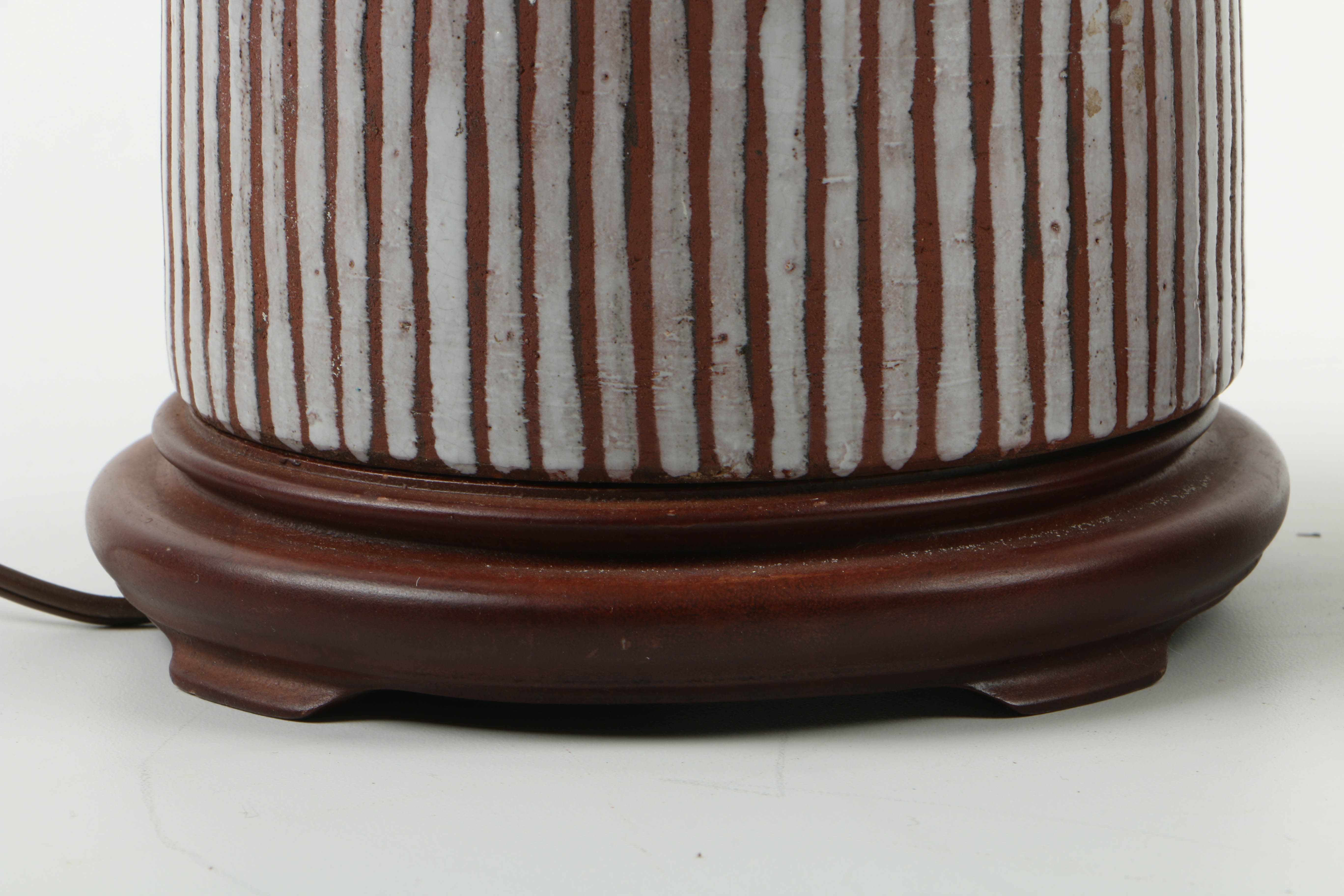 Mid Century Modern Earthenware Stripe-GlazedTable Lamps