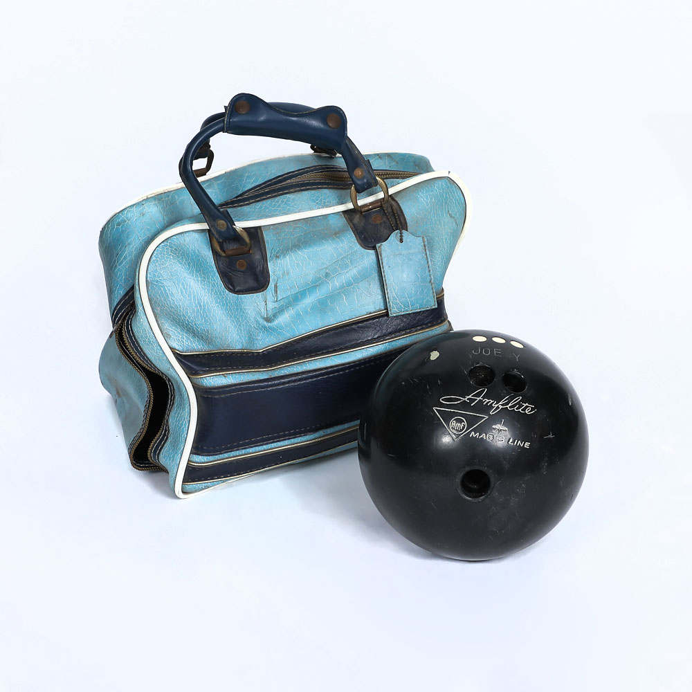 Vintage AMF Amflite Magic Line Bowling Ball and Bag