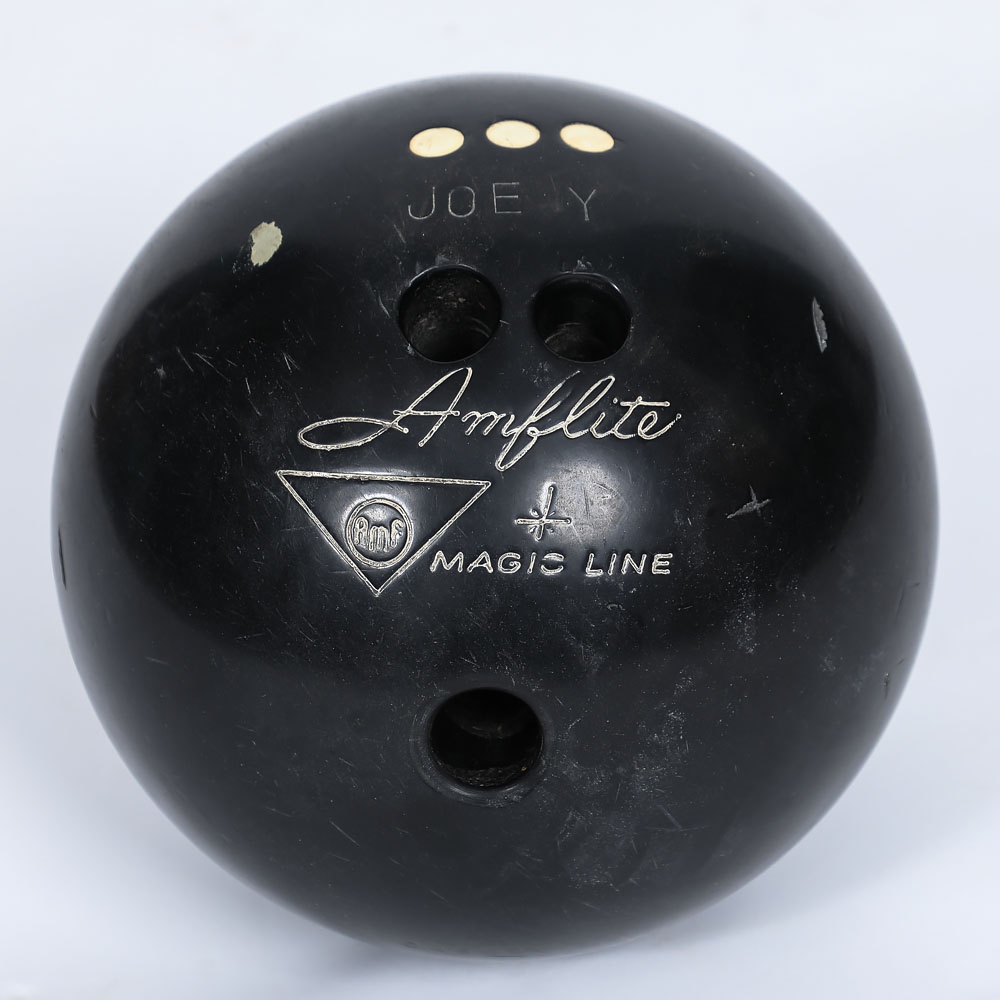 Vintage AMF Amflite Magic Line Bowling Ball and Bag