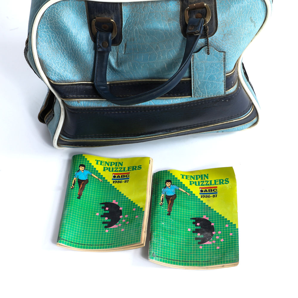 Vintage AMF Amflite Magic Line Bowling Ball and Bag