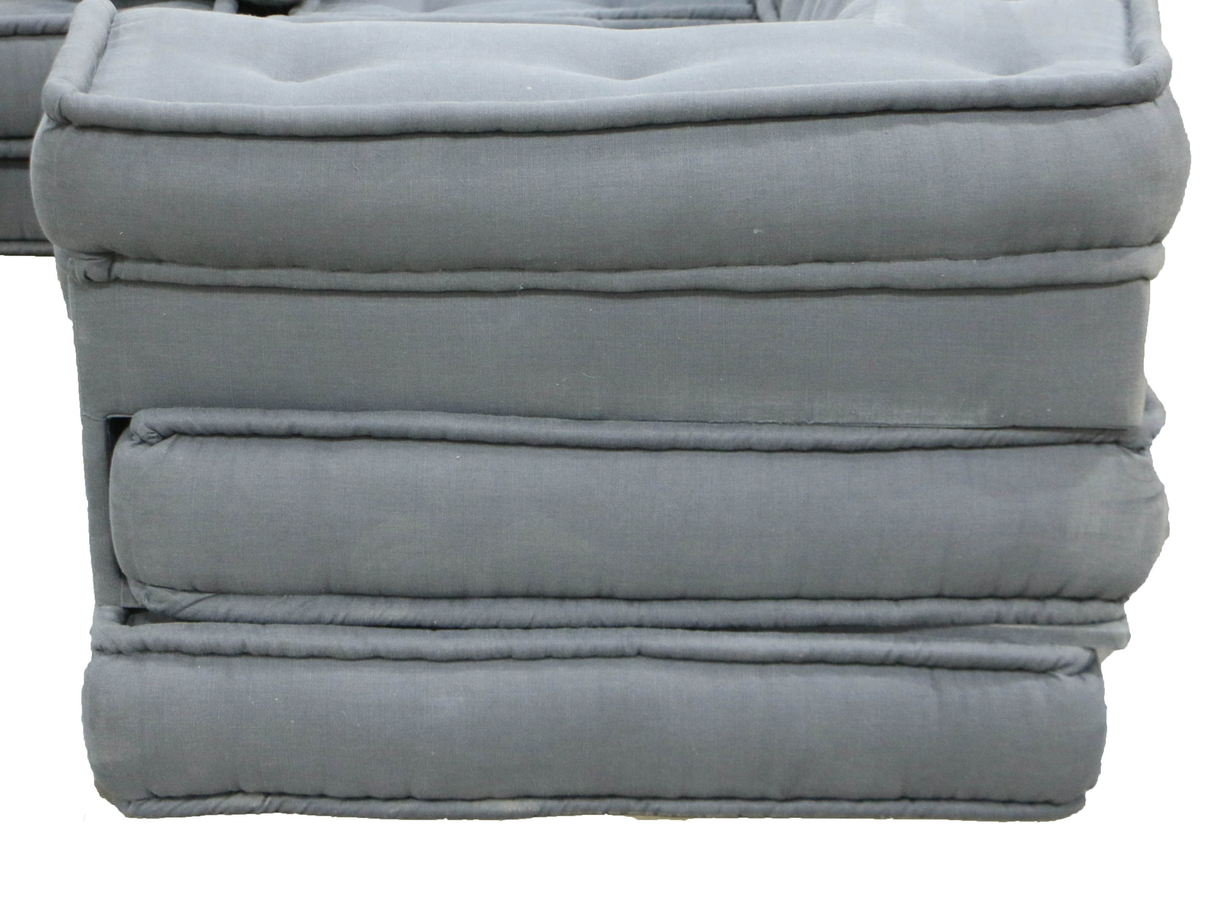 Modernist Style Four-Piece Sectional Sofa in Grey, Button-Tufted Upholstery