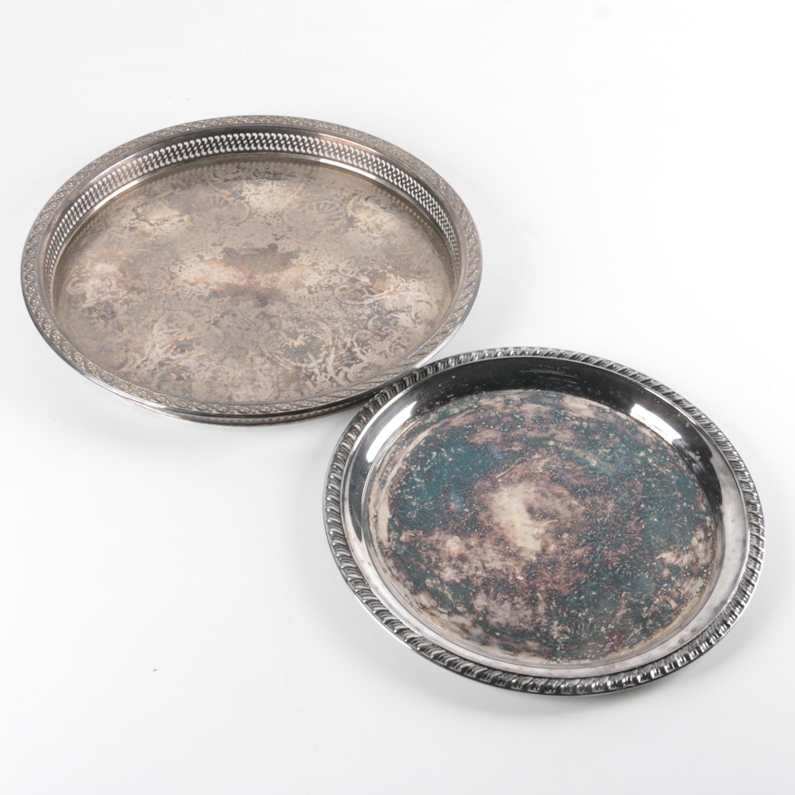 Wm Rogers & Son "Spring Flower" and Other Silver-Plated Trays