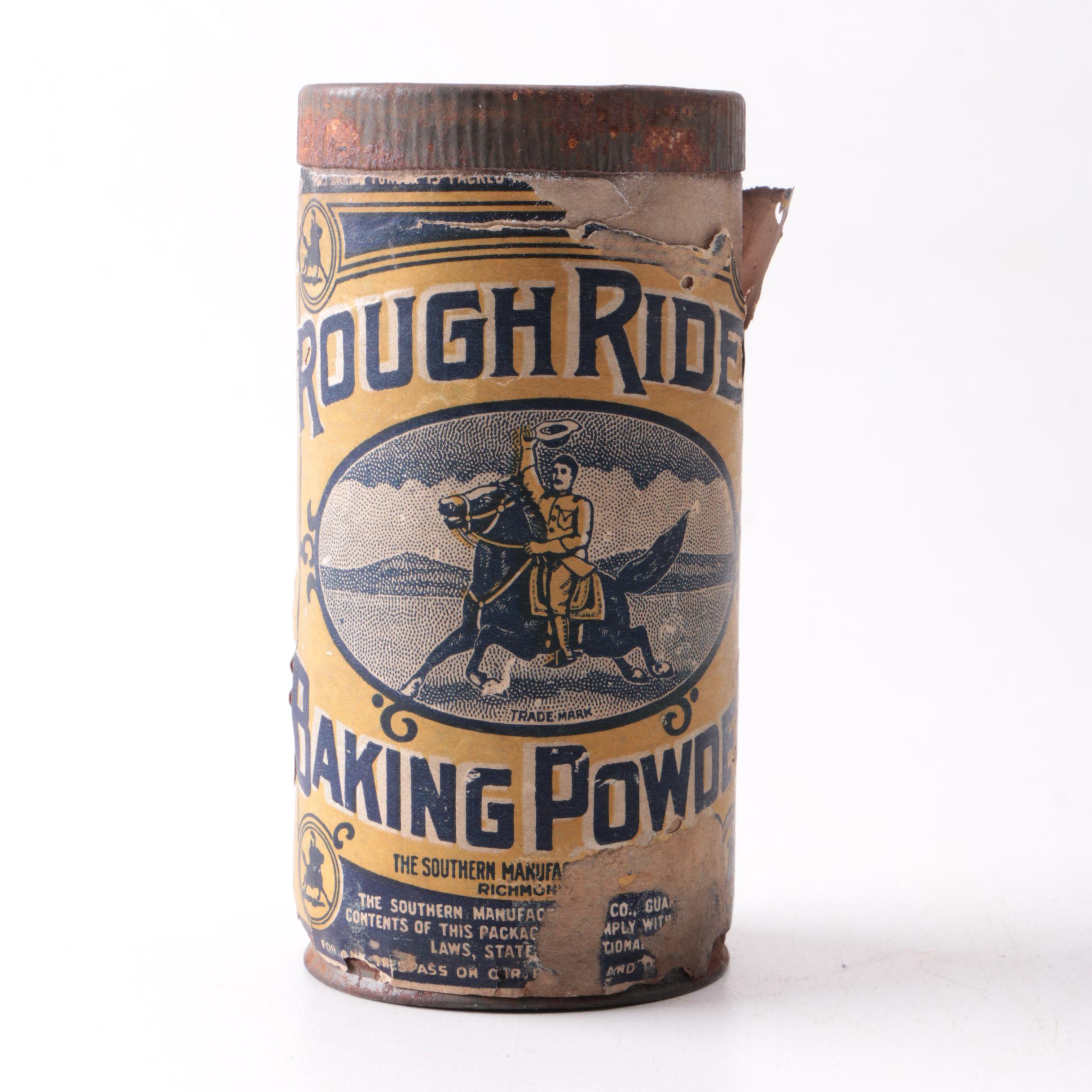 Teddy Roosevelt Themed Collectibles, Including Rough Riders Baking Powder Tin