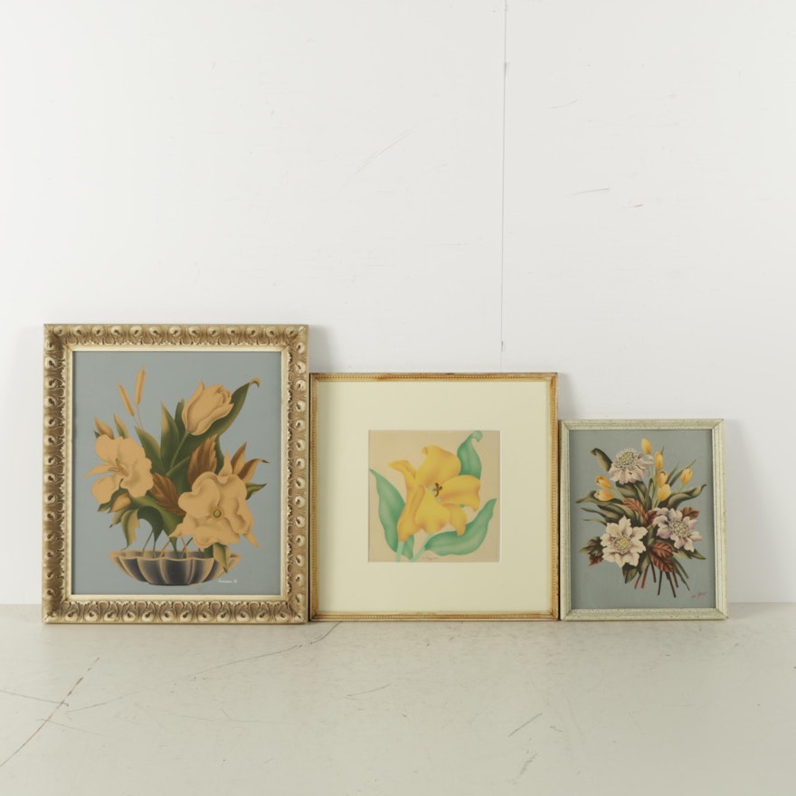 E. Boysen Serigraph and Other Reproduction Prints of Flowers