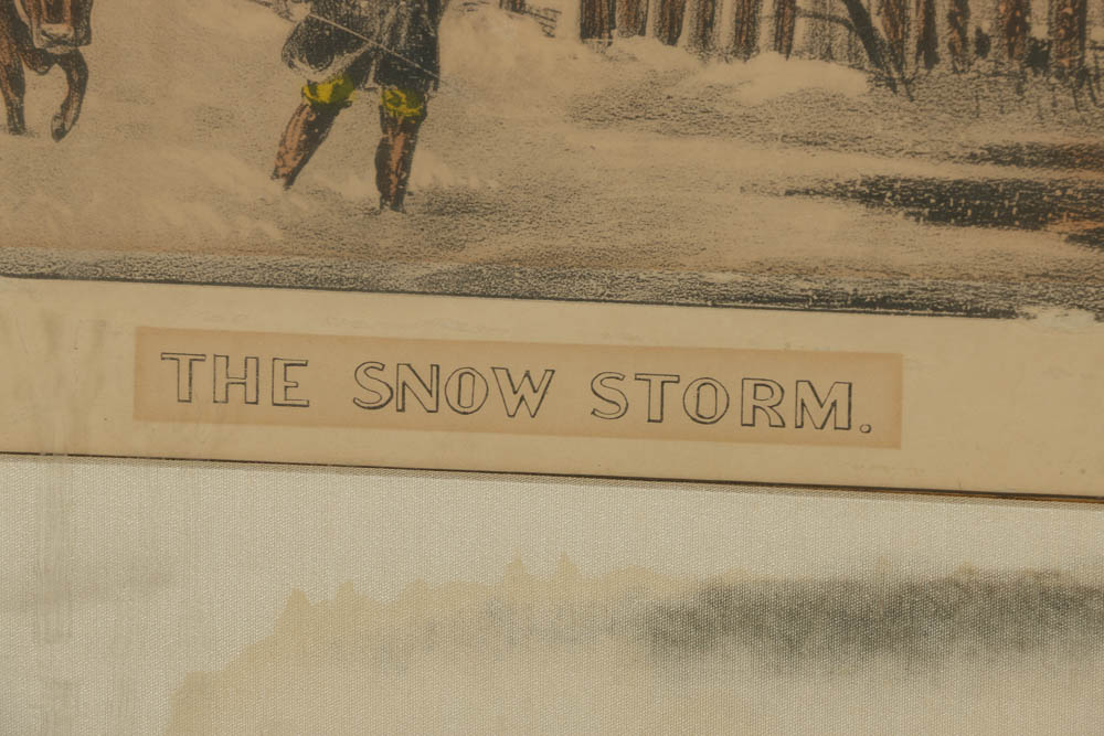 Hand-Colored Lithograph Prints on Paper After Currier & Ives "The Snow Storm"