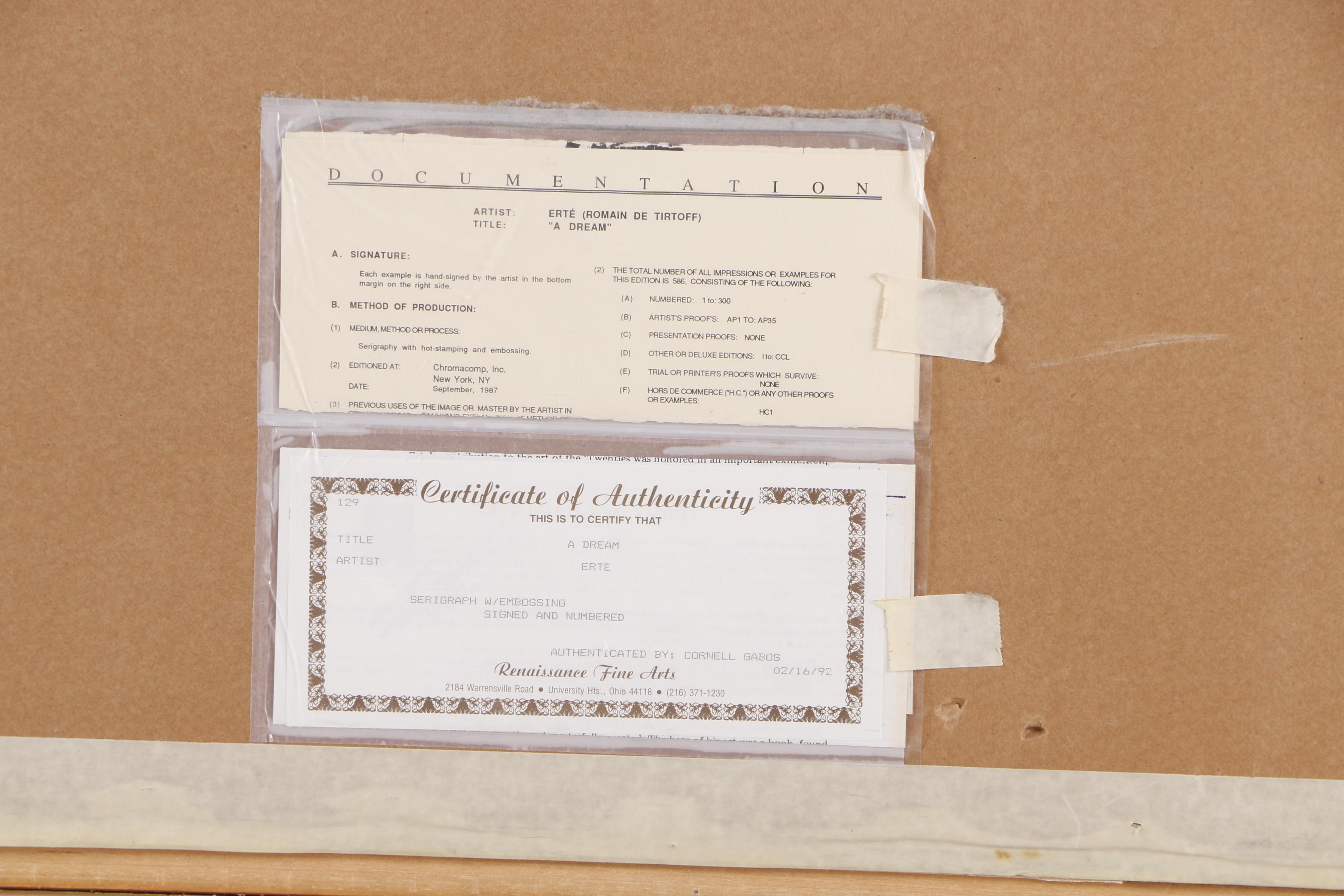 Erte Serigraph Print "A Dream"